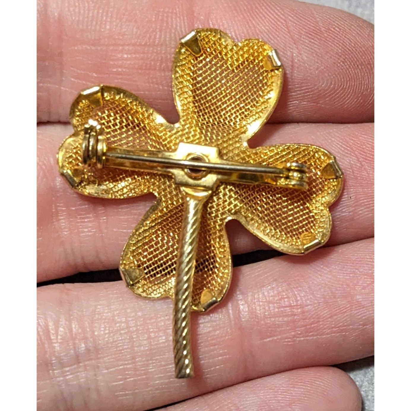 Other Vintage Gold Tone Mesh Four Leaf Clover Brooch Size ONE SIZE - 6 Thumbnail