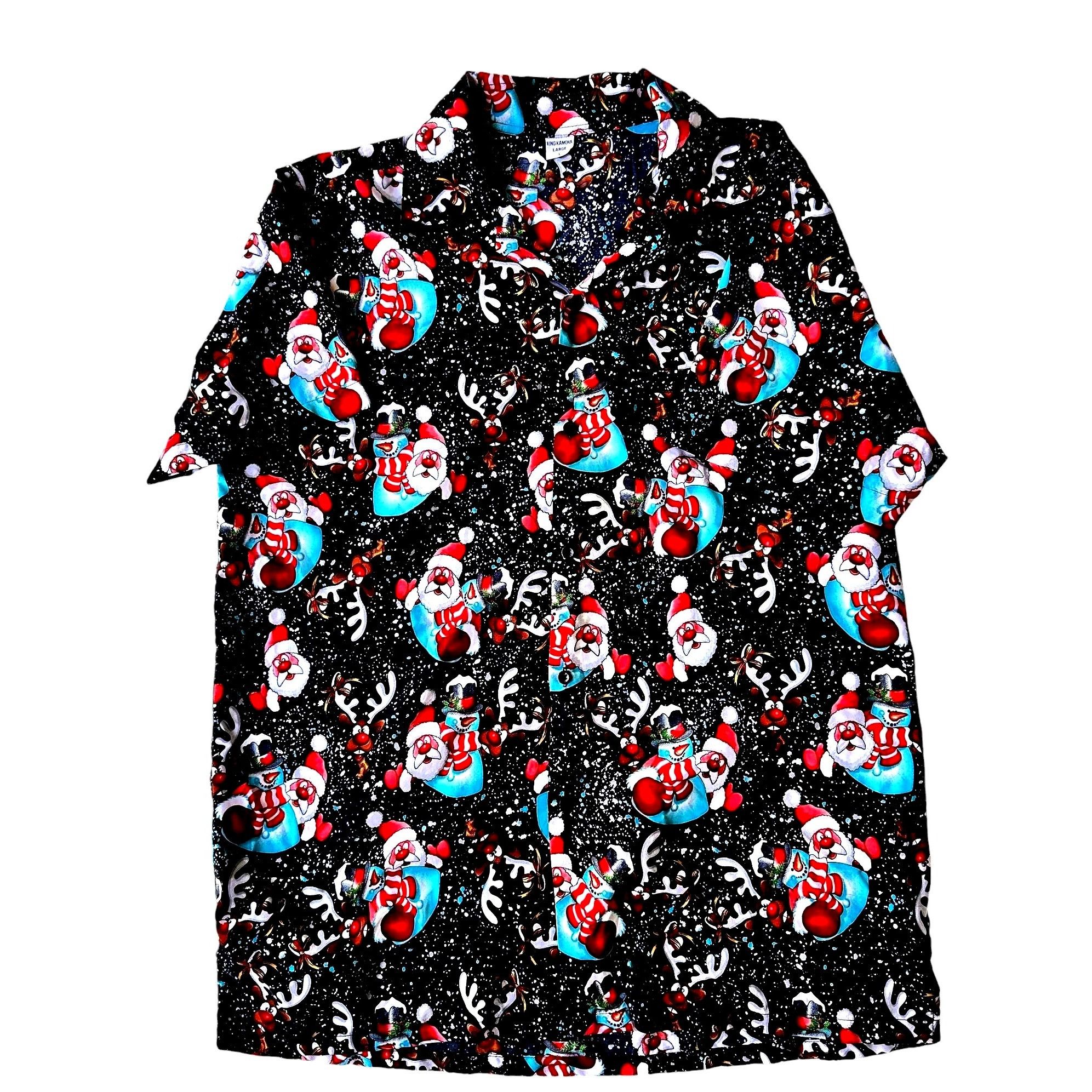 Vintage VTG King Kameha Santa Hawaiian Shirt Large Navy Size US L / EU 52-54 / 3 - 5 Thumbnail