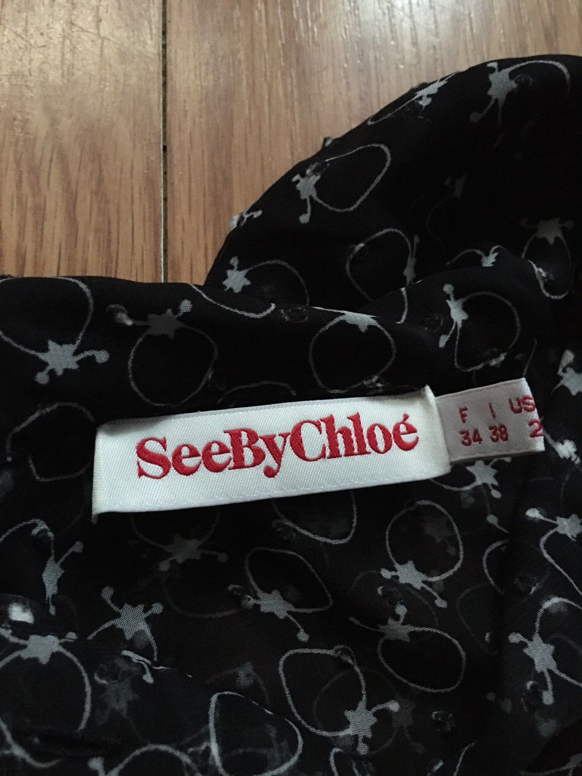 Chloe See by Chloe Black Chiffon Dress Strawberry Size EU34 US2 Size XS / US 0-2 / IT 36-38 - 7 Thumbnail