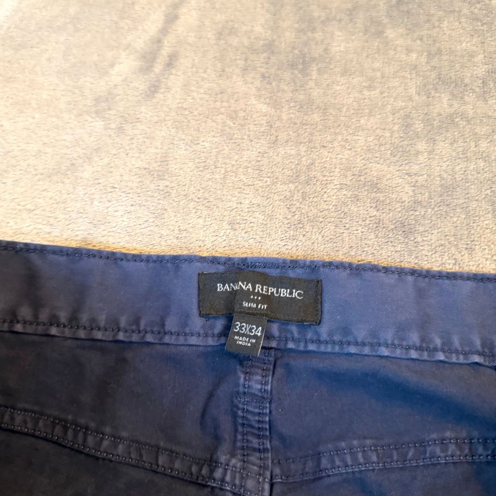 Banana Republic Banana Republic Slim Fit Pants Mens 33x34 Navy Blue Stretch Cotton 5 Pocket Size US 33 - 2 Thumbnail