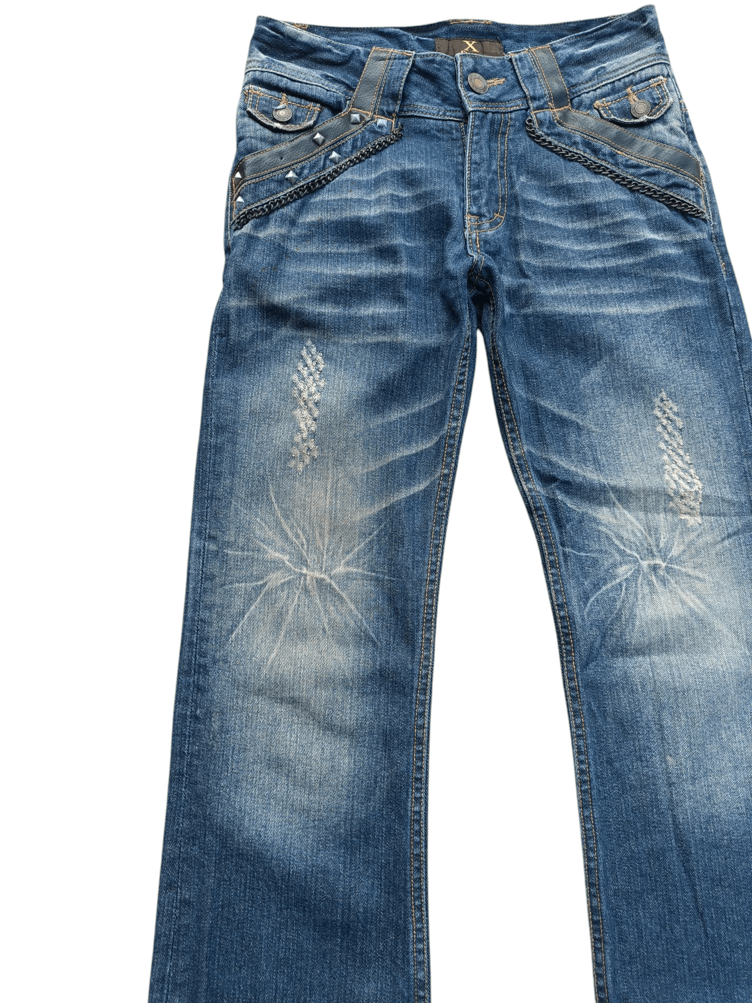 Japanese Brand × Seditionaries VTG Xfrm Japan Punk Style Stud Flare Distressed Jeans E253 Size US 29 - 12 Thumbnail