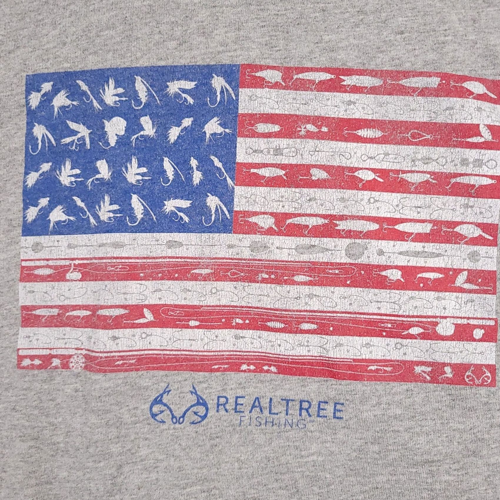 Delta VINTAGE RealTree Fishing T-Shirt Mens 2XL Gray American Flag Outdoors Camp Size US XXL / EU 58 / 5 - 4 Thumbnail
