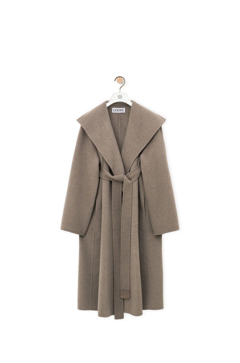 Loewe o1in1g0426 Belted Coat in Taupe Melange Size L / US 10 / IT 46 - 1 Thumbnail