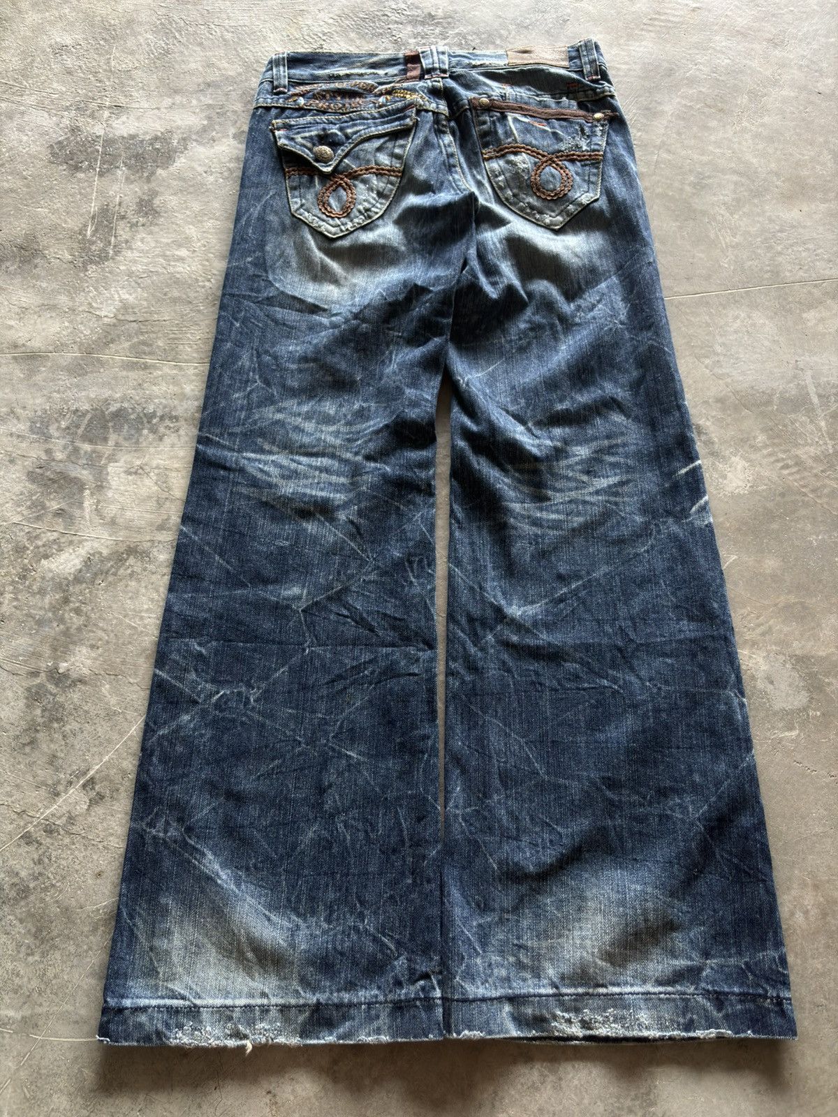 If Six Was Nine RED PEPPER super flare japanese denim washed low rise punk Size US 30 / EU 46 - 15 Thumbnail