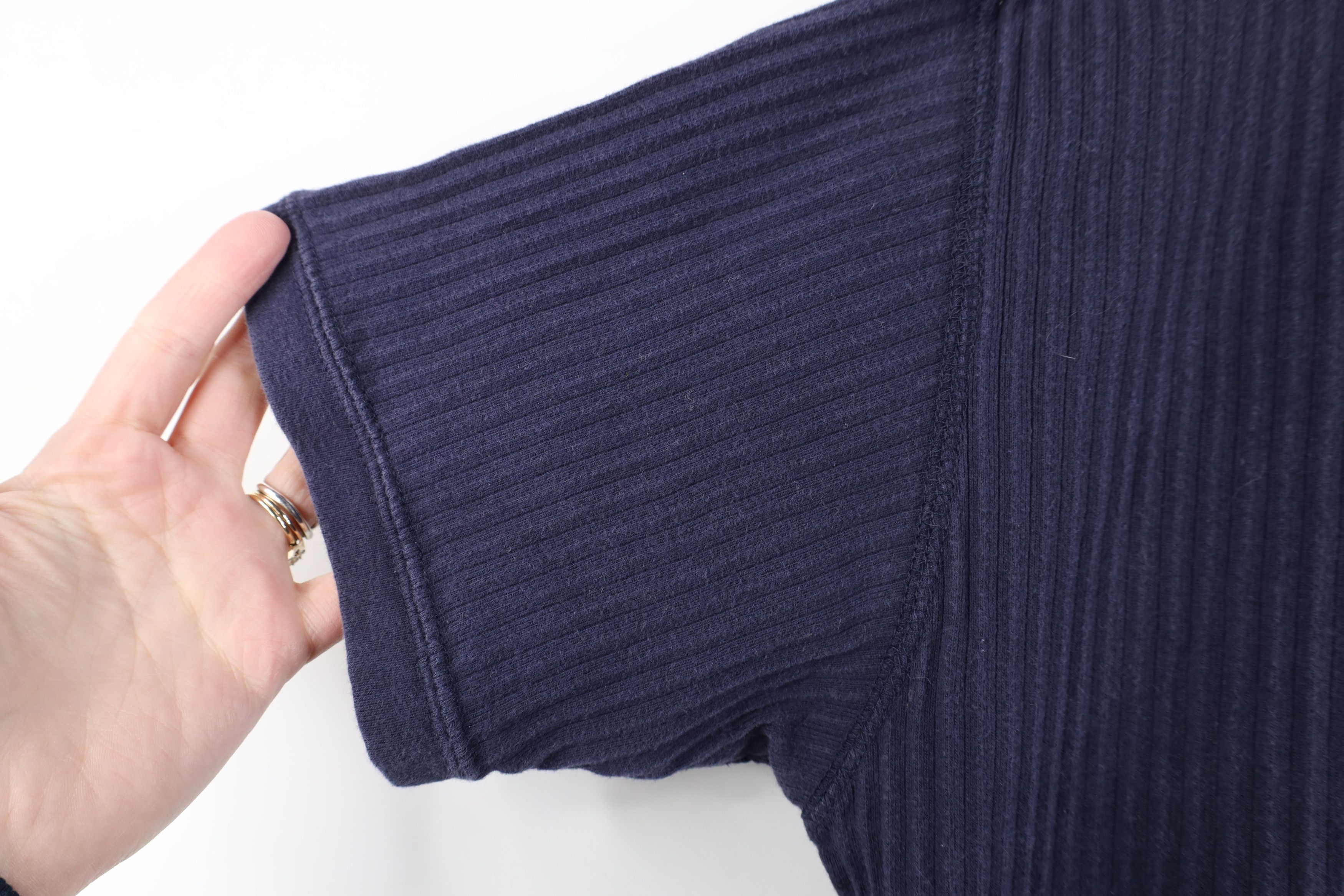 Vintage Vintage 90s Y2K Streetwear Cotton Ribbed Knit T-Shirt Blue Size US L / EU 52-54 / 3 - 8 Thumbnail