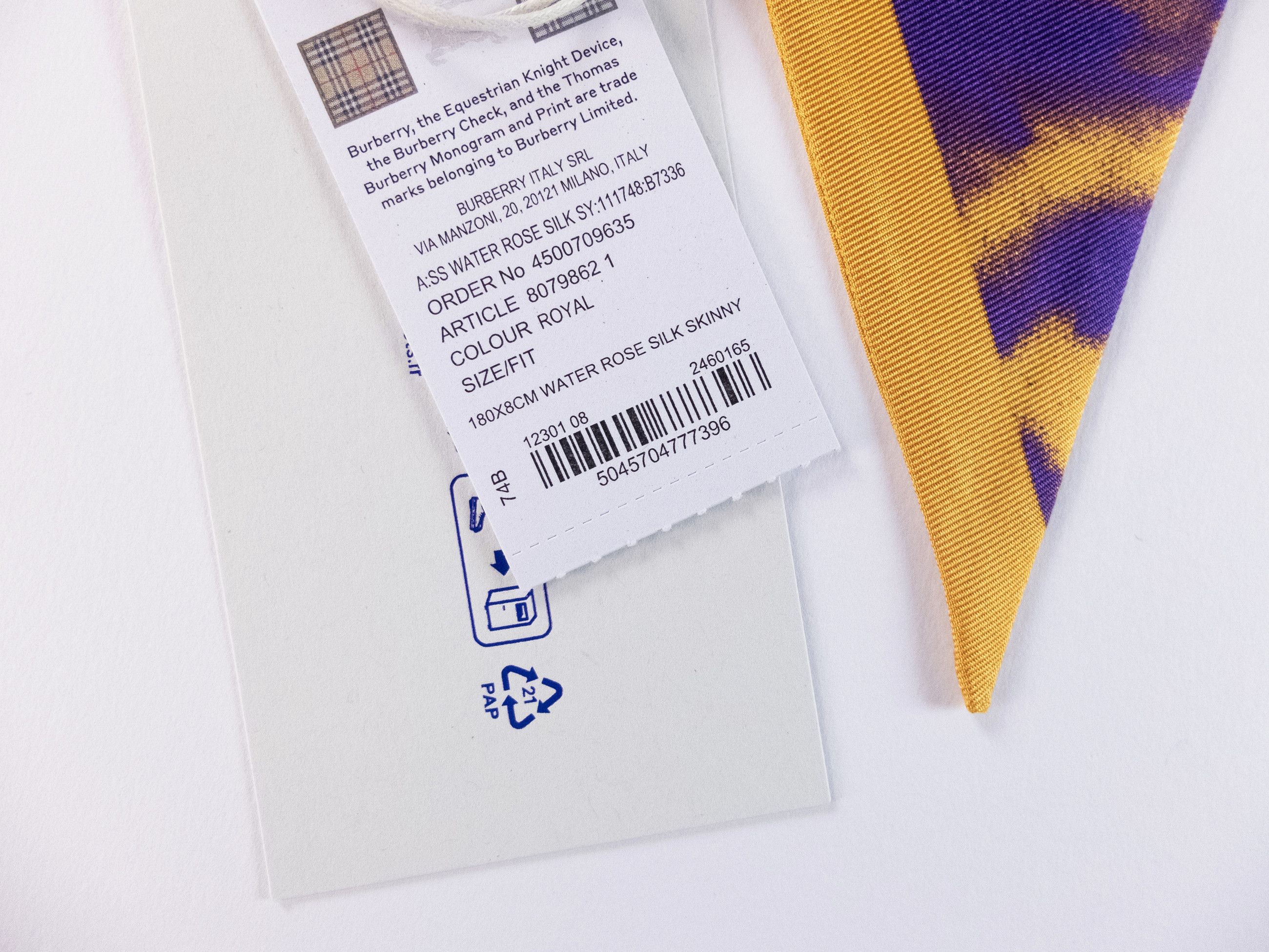 Burberry BURBERRY purple yellow rose logo print reversible silk scarf Size ONE SIZE - 2 Thumbnail