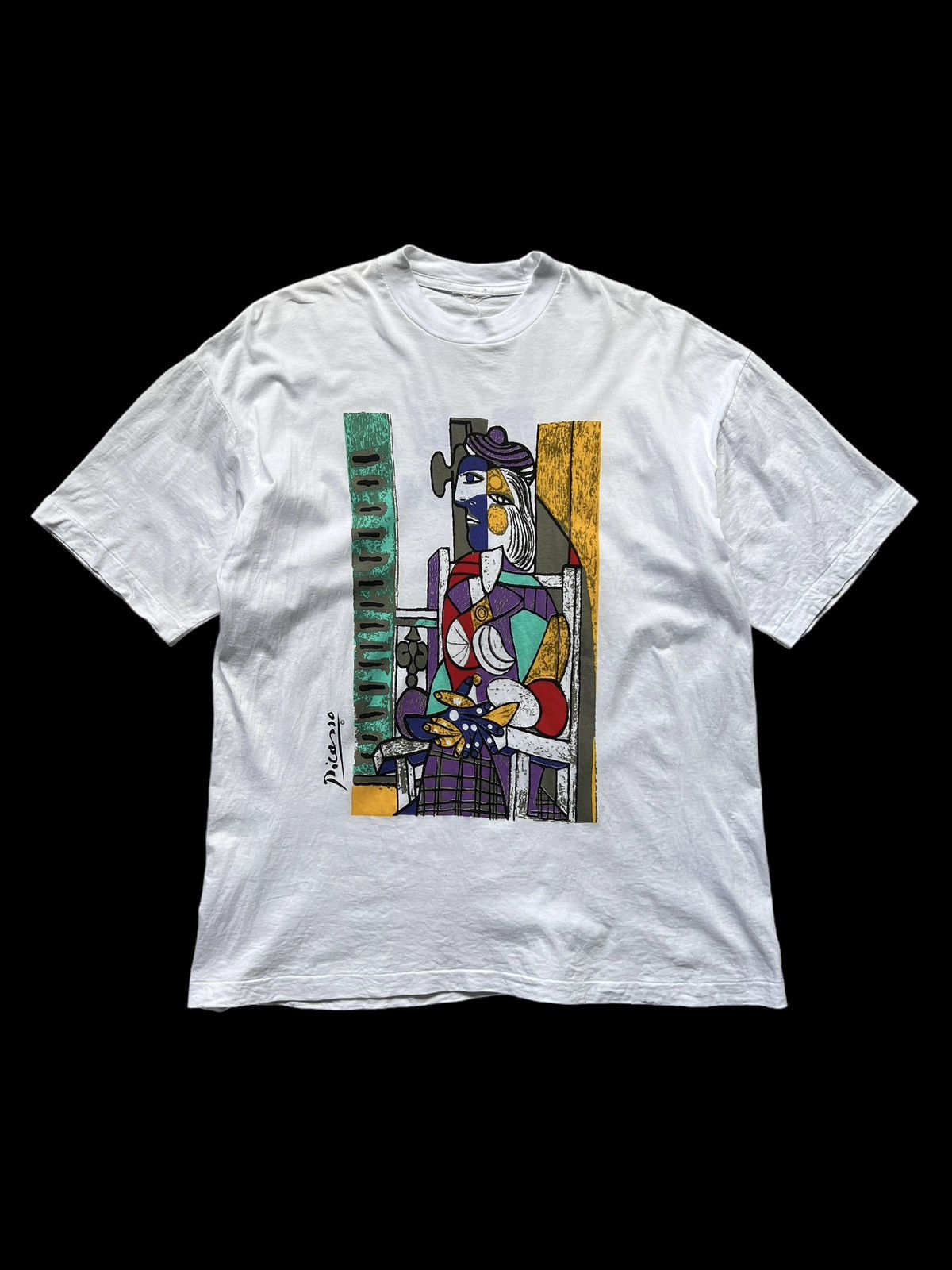 image of Vintage Japan Picasso Art Tee in White, Men's (Size XL)