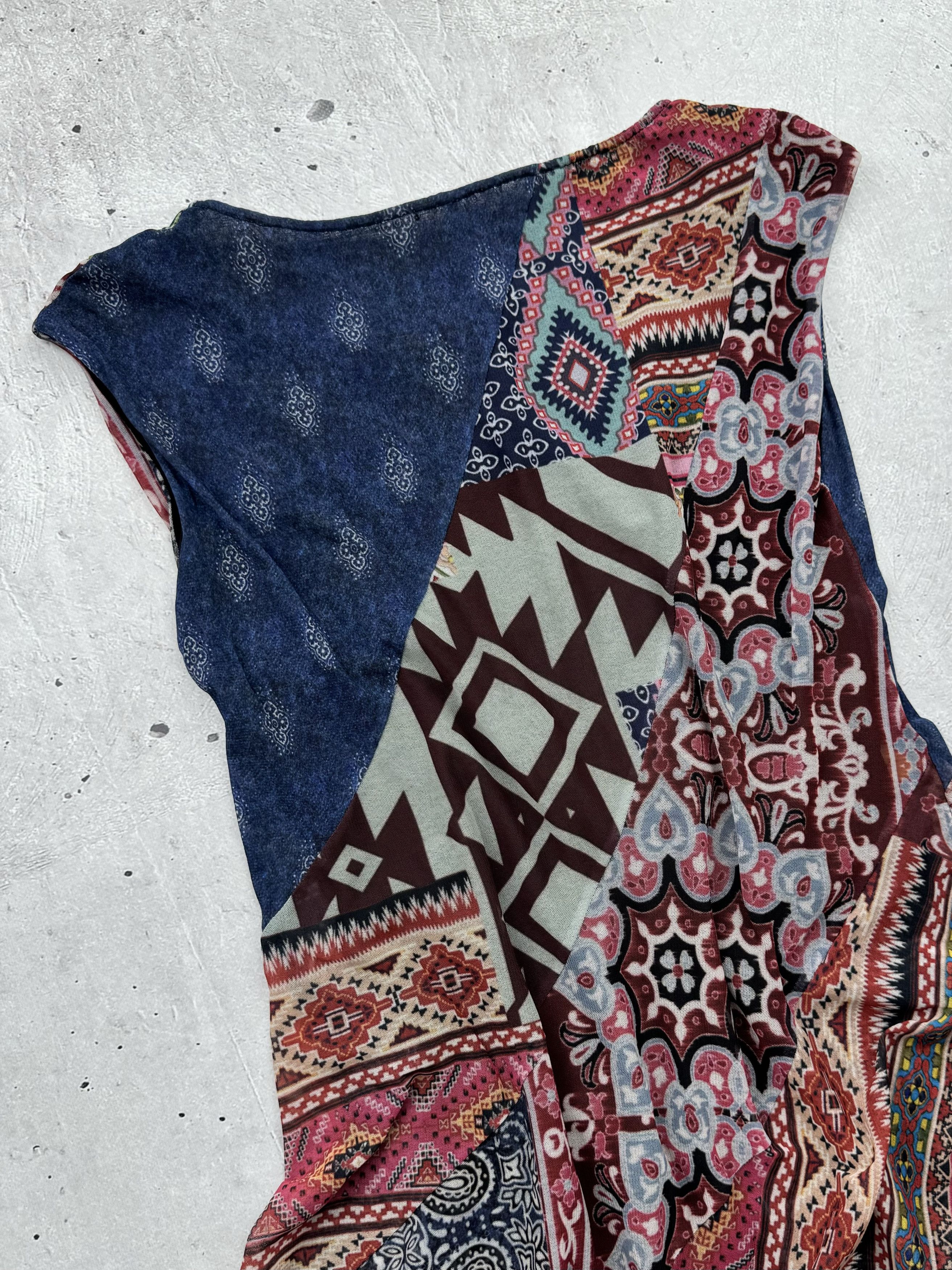 Cop Copine × Vintage Cop Copine Vintage Mesh Printed Flared Mini Dress Size M / US 6-8 / IT 42-44 - 9 Thumbnail