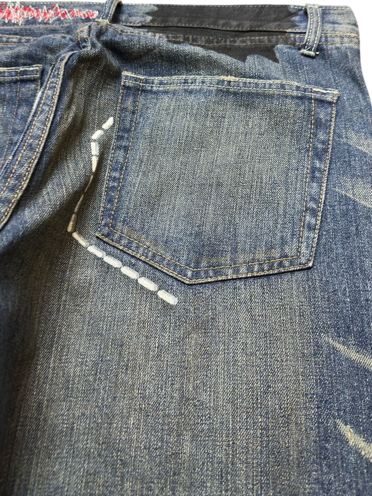 Le Grande Bleu (L.G.B.) Vintage Japanese Brand Art Works Painted Denim Size US 37 - 7 Thumbnail