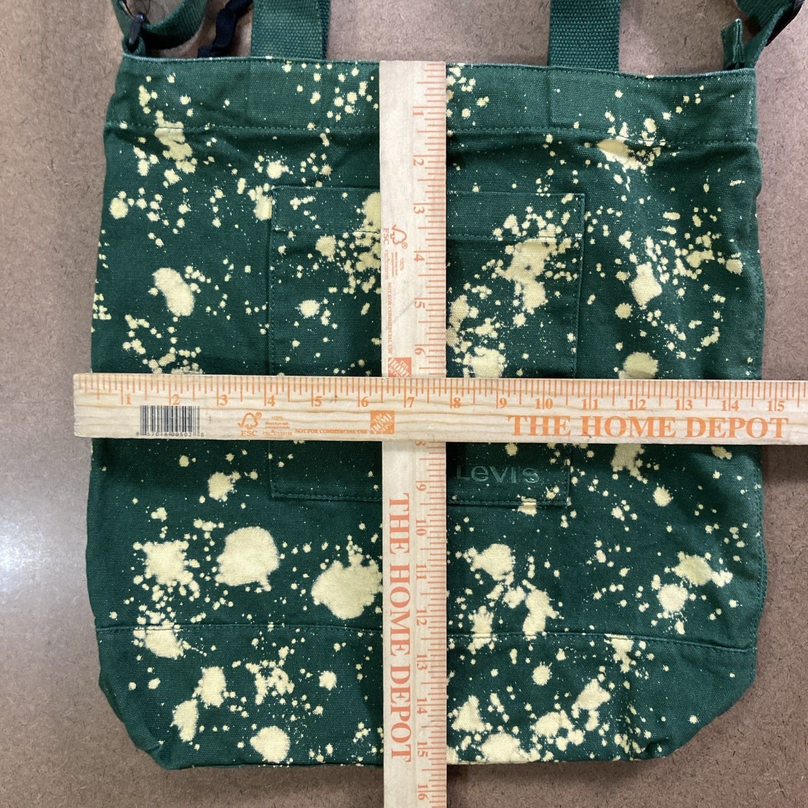 Levi's Levis Denim Green Customized Bleached Tote Bag With Pockets Size ONE SIZE - 3 Thumbnail
