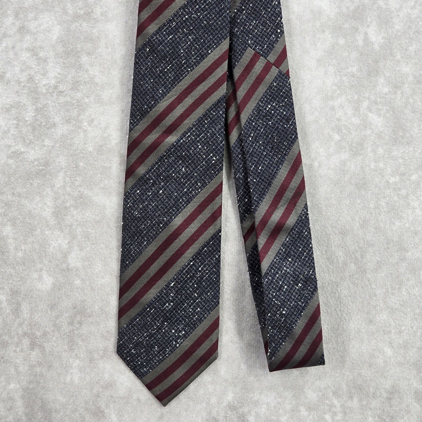 Strellson Strellson Gray Blue Stripe 100% Silk Italy Stripe Neck Tie Size 30 - 2 Thumbnail