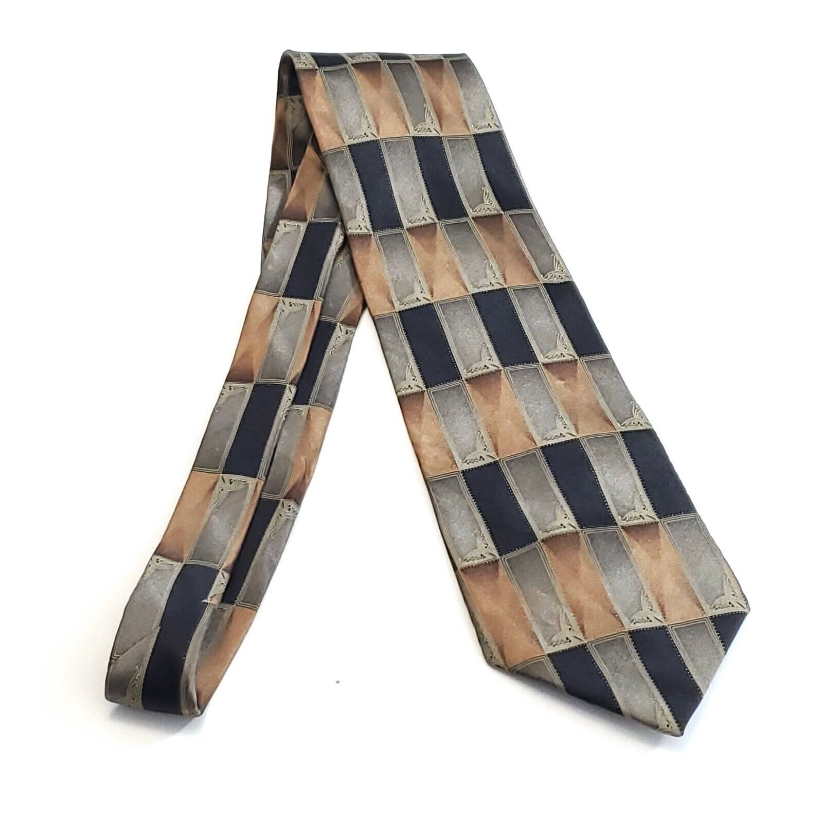 Croft & Barrow Croft & Barrow Tan Black Beige Geometric Abstract Print Silk Size ONE SIZE - 6 Thumbnail