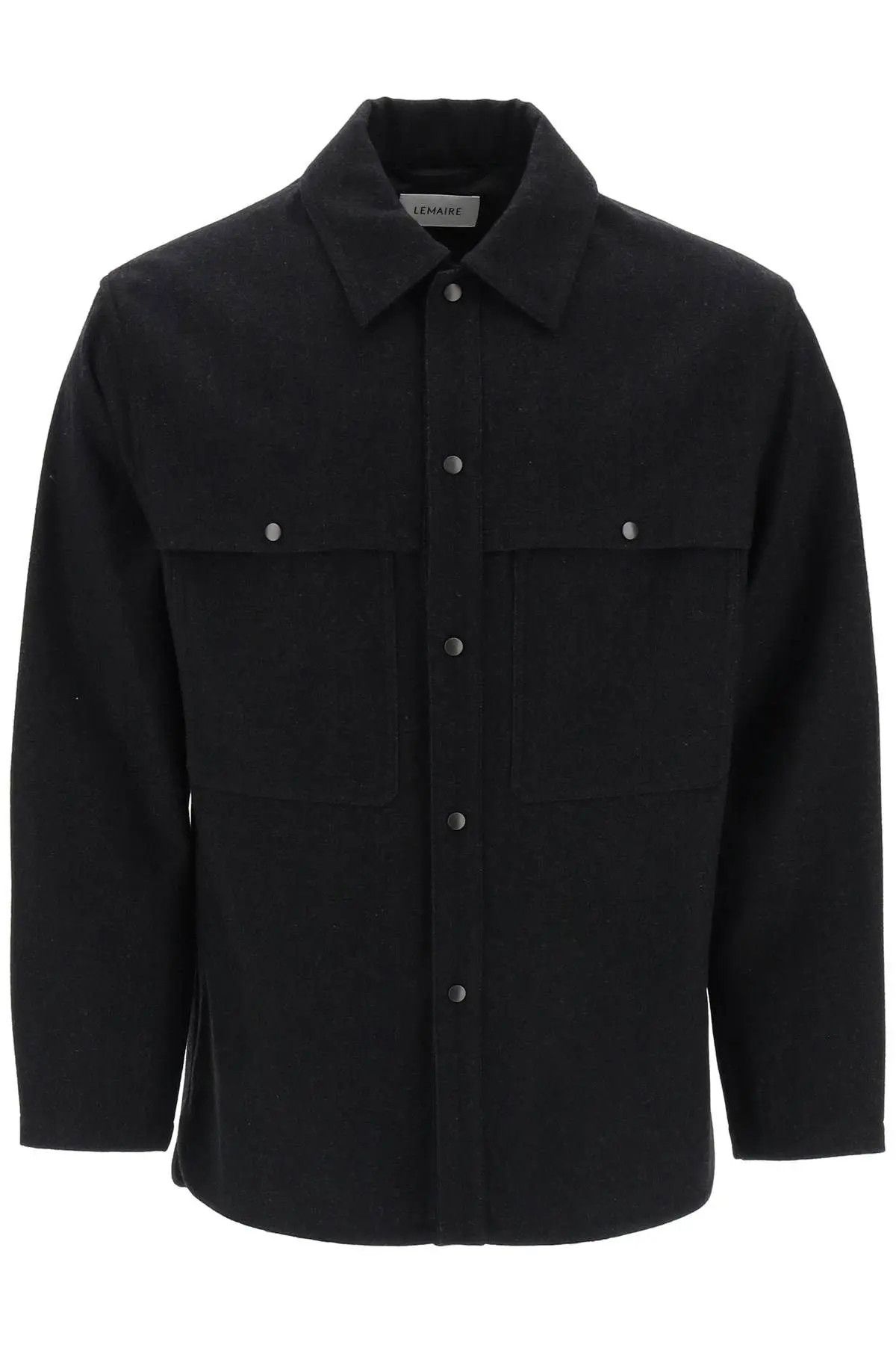 image of Lemaire O1S22I1N0324 Wool-And-Cotton Overshirt In Grey, Men's (Size Medium)