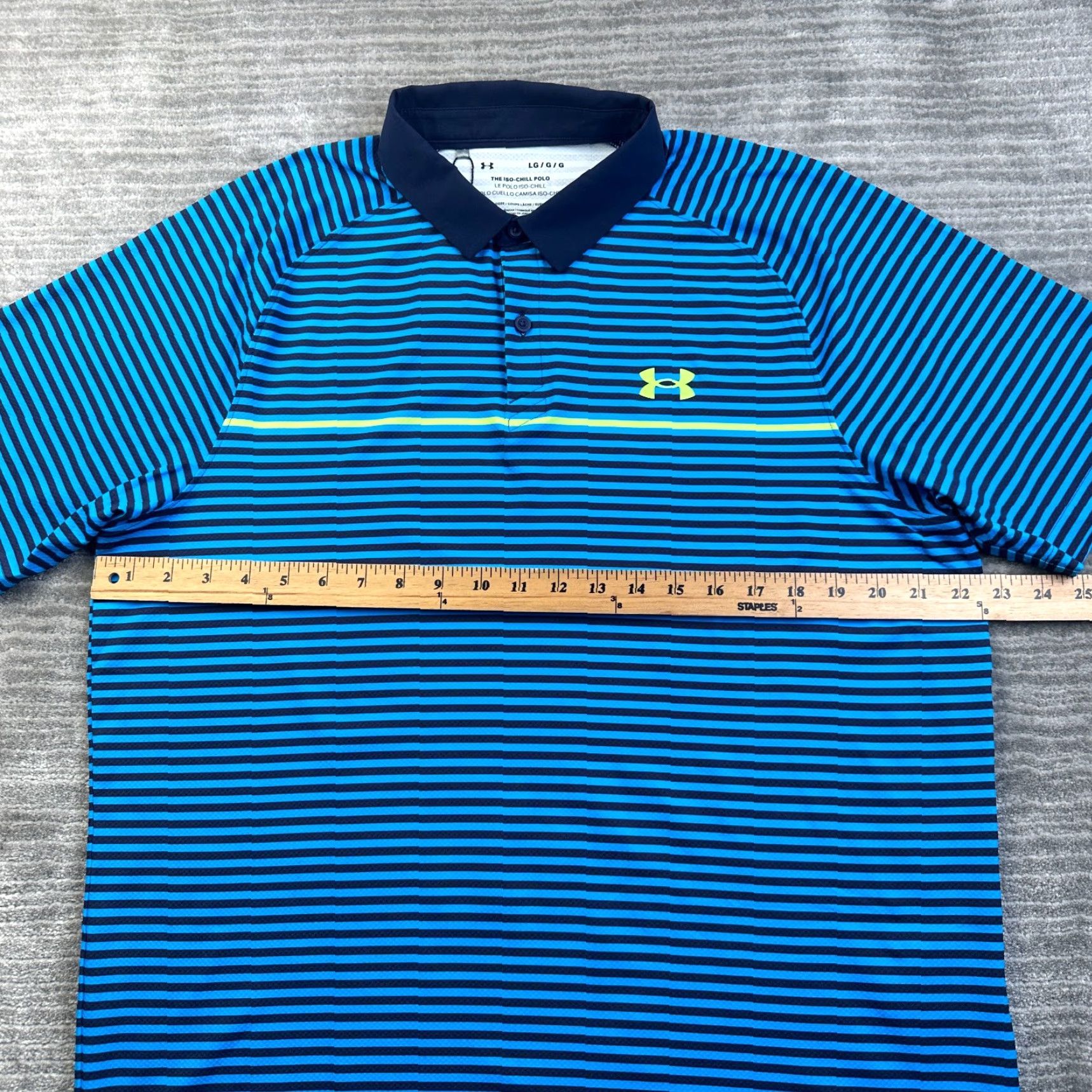 Under Armour NEW Under Armour Polo Shirt Mens Large Blue Striped Golf Iso Chill Performance Size US L / EU 52-54 / 3 - 6 Thumbnail