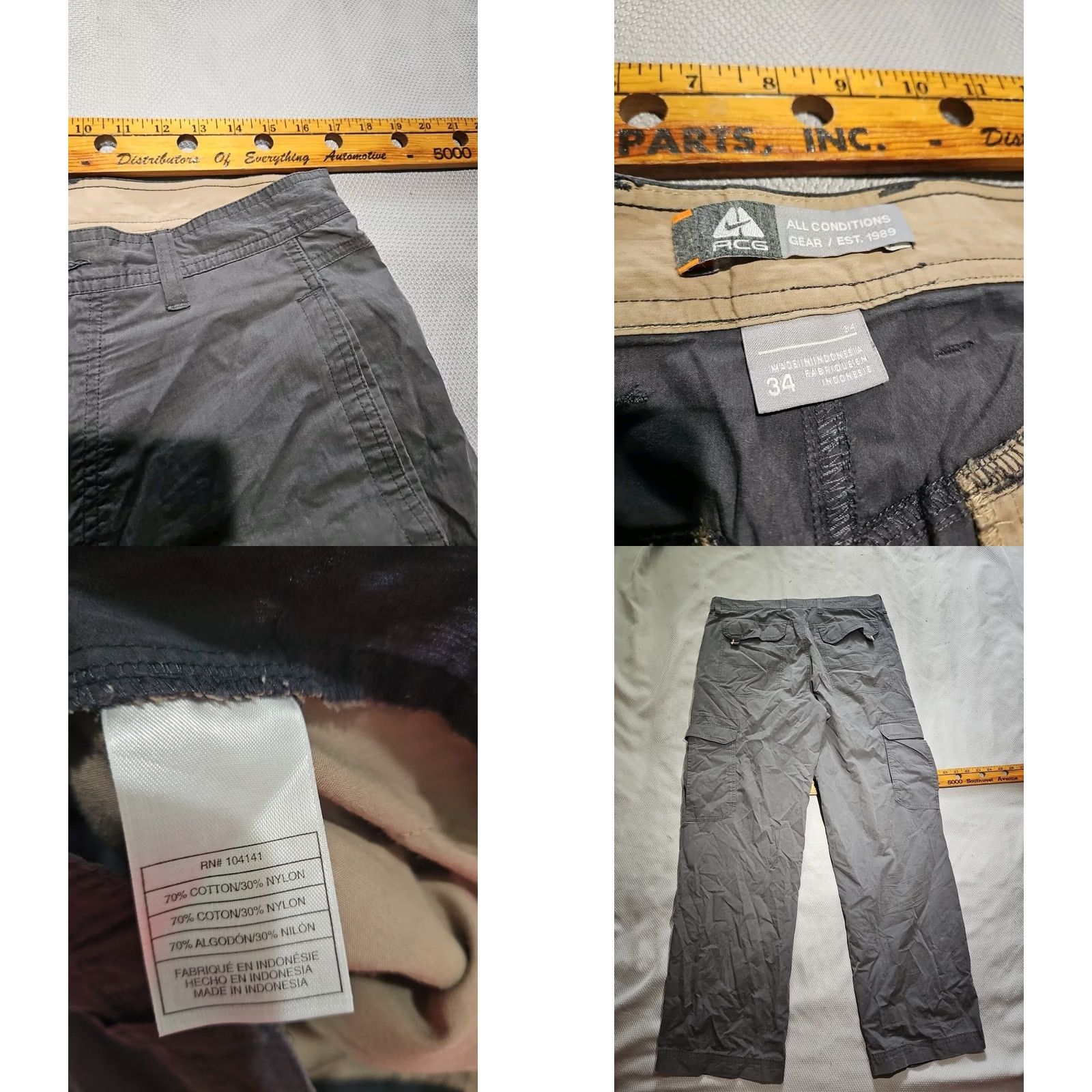 Nike ACG VINTAGE Nike ACG Pants Mens 34 Gray Wide-Leg Cargo Utility Hiking Shirt? Size US 34 / EU 50 - 9 Thumbnail