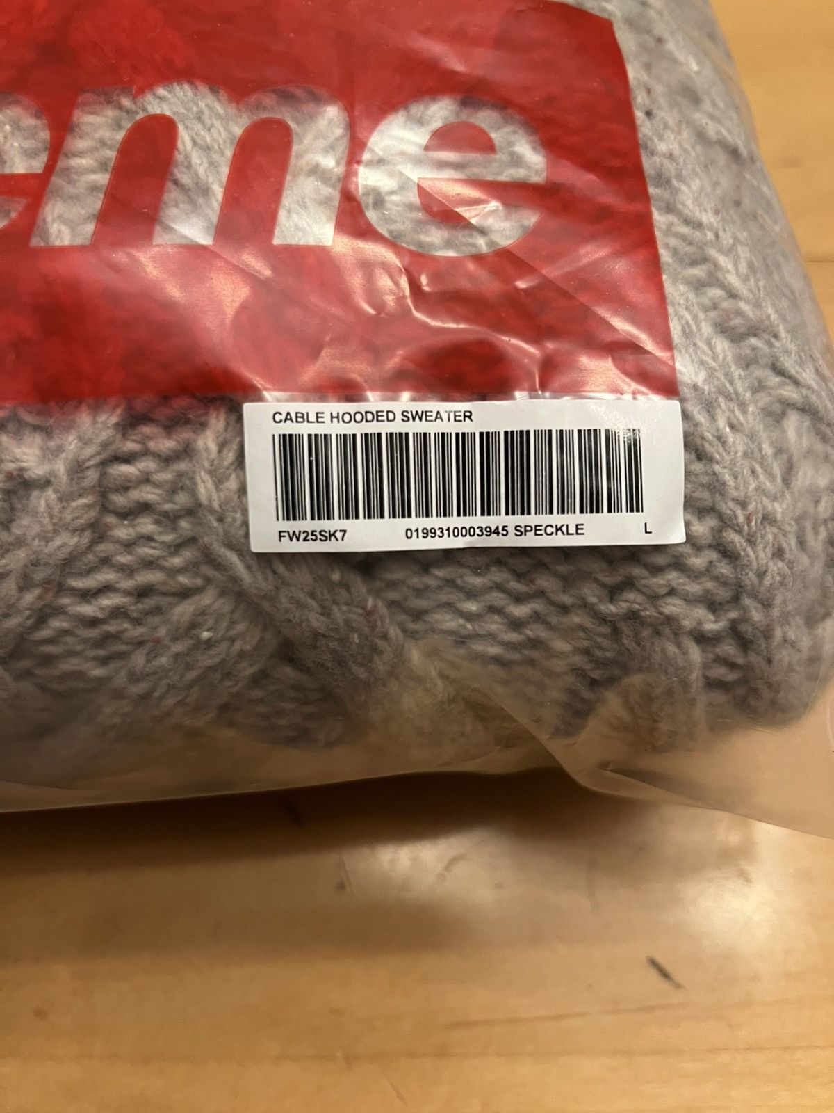 Supreme Cable Hooded Sweater Oatmeal FW25 - Size Large