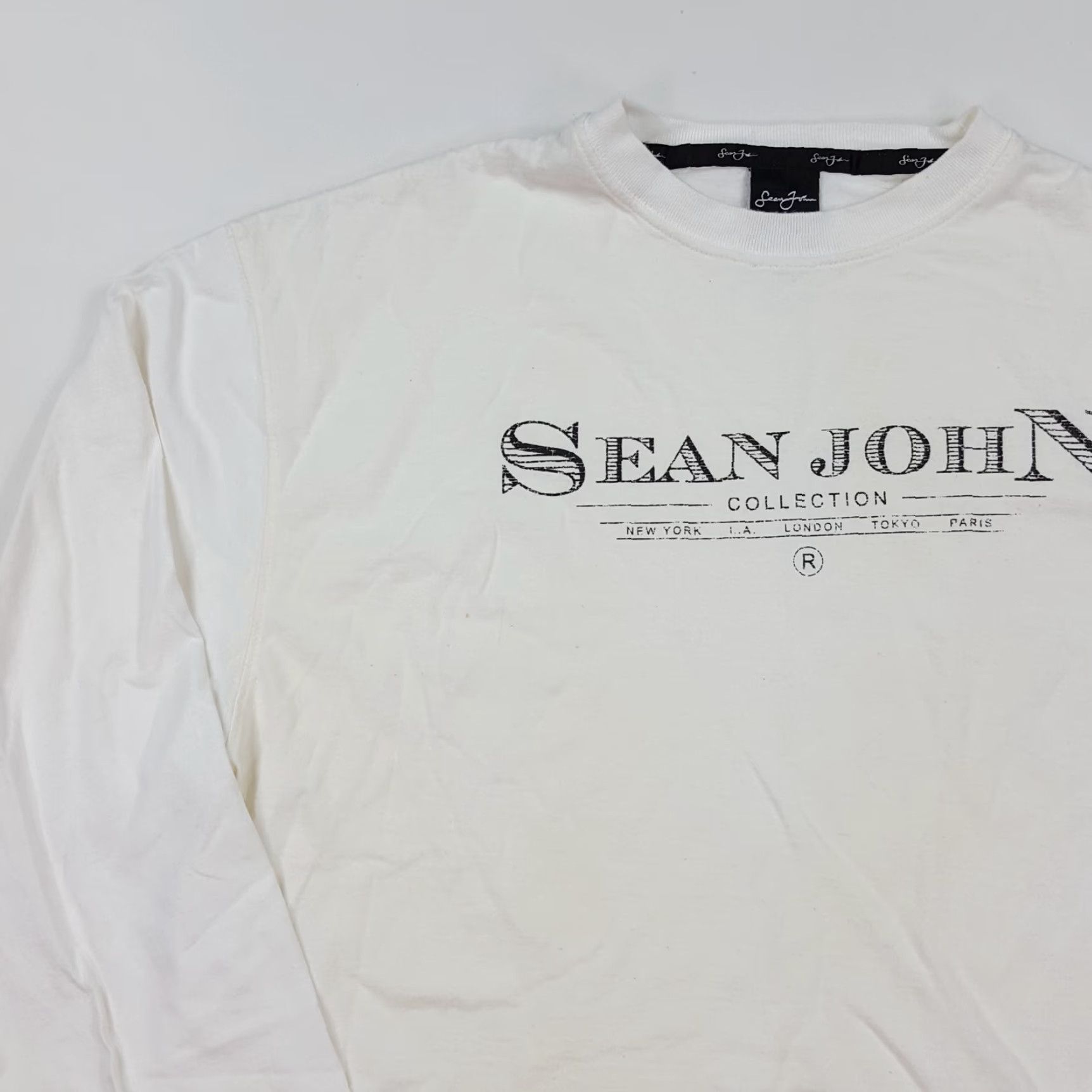 Sean John VTG Sean John T-Shirt Long Sleeve White Crew Neck 90s Y2K Retro Graphic Mens Large White Vintage Graphic Print Mens Large Size US L / EU 52-54 / 3 - 3 Thumbnail