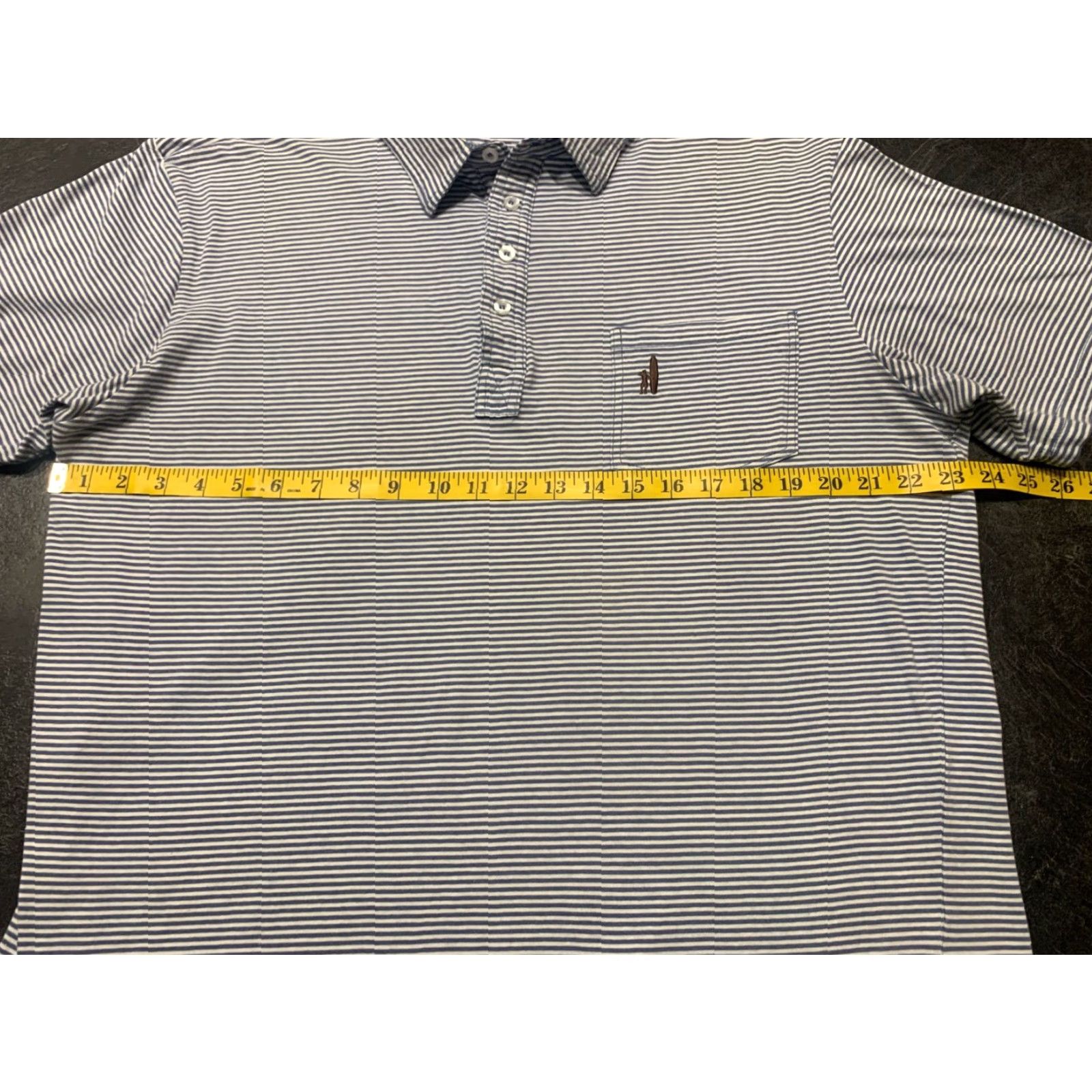 johnnie-O Mens Johnnie-O Polo Shirt XL Blue White Striped Short Sleeve Cotton Embroidered Logo Classic Golf Size US XL / EU 56 / 4 - 7 Thumbnail