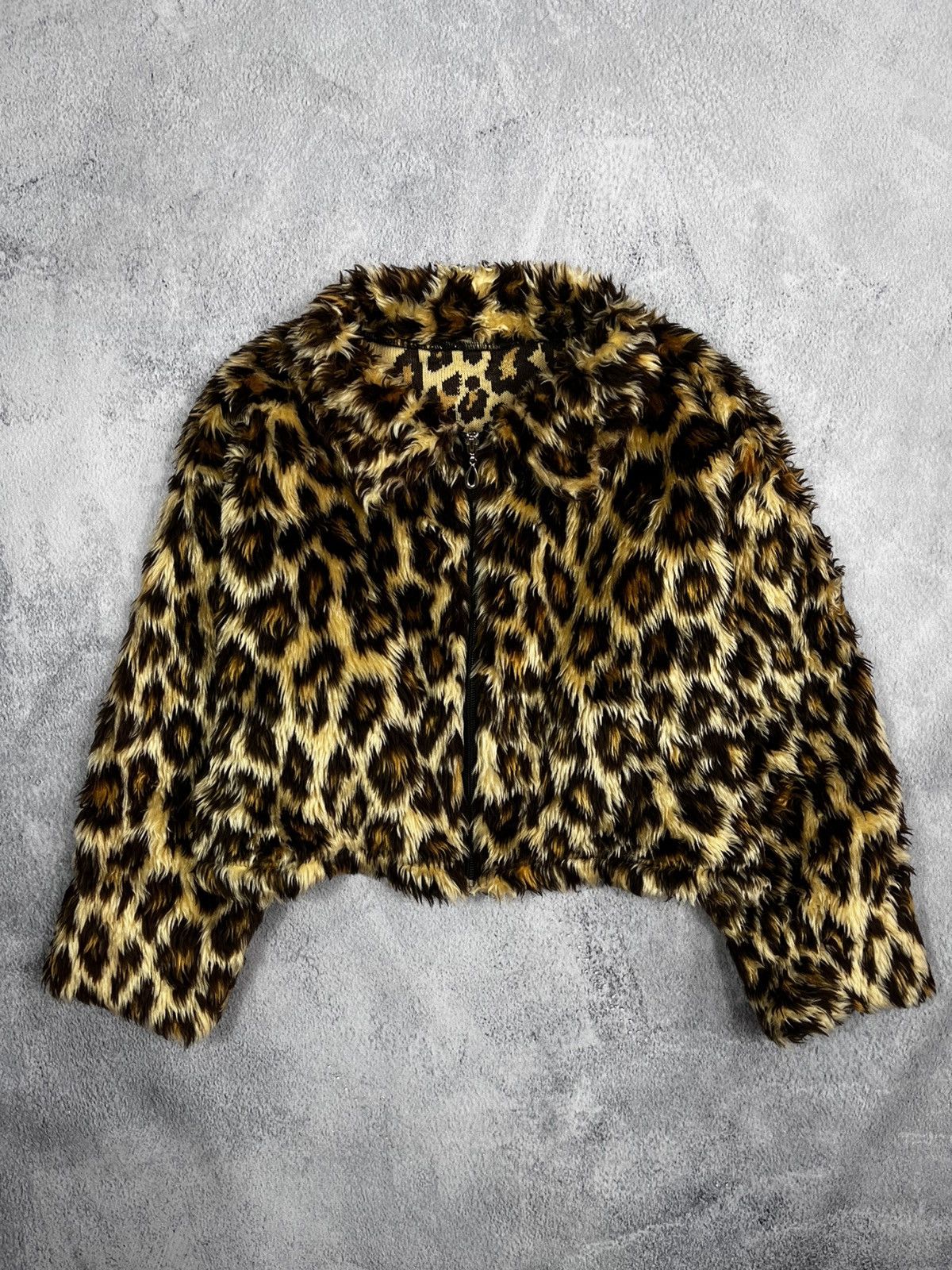 20471120 × Japanese Brand × Vintage Vintage 90s leopard fur faux cropped 3/4 sleeve jacket S Size S / US 4 / IT 40 - 1 Thumbnail
