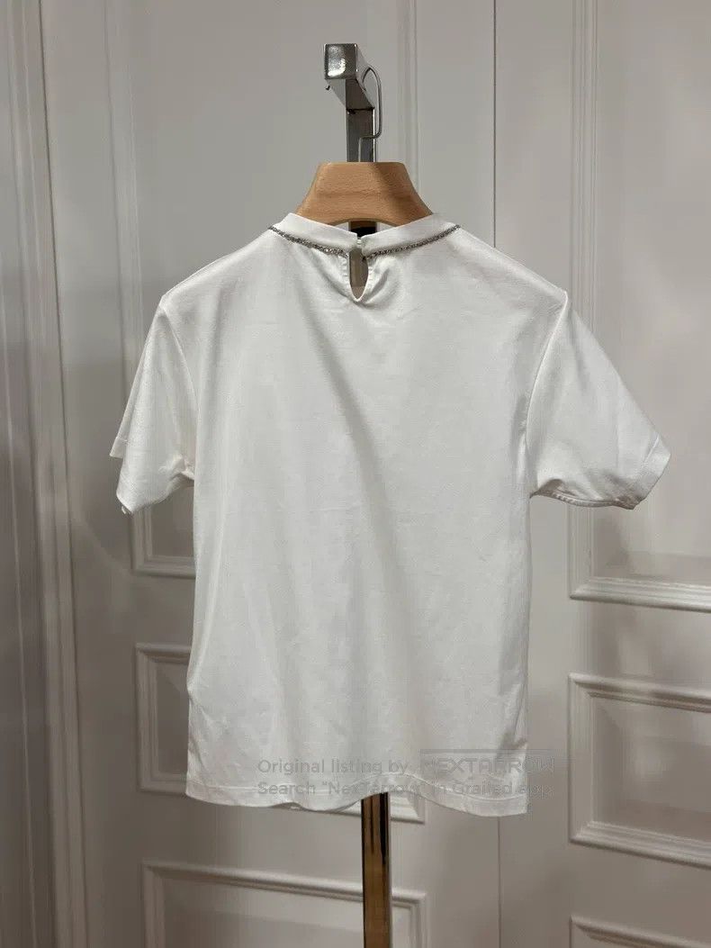 Valentino Valentino White T-shirt with rhinestone bow Size US S / EU 44-46 / 1 - 3 Thumbnail