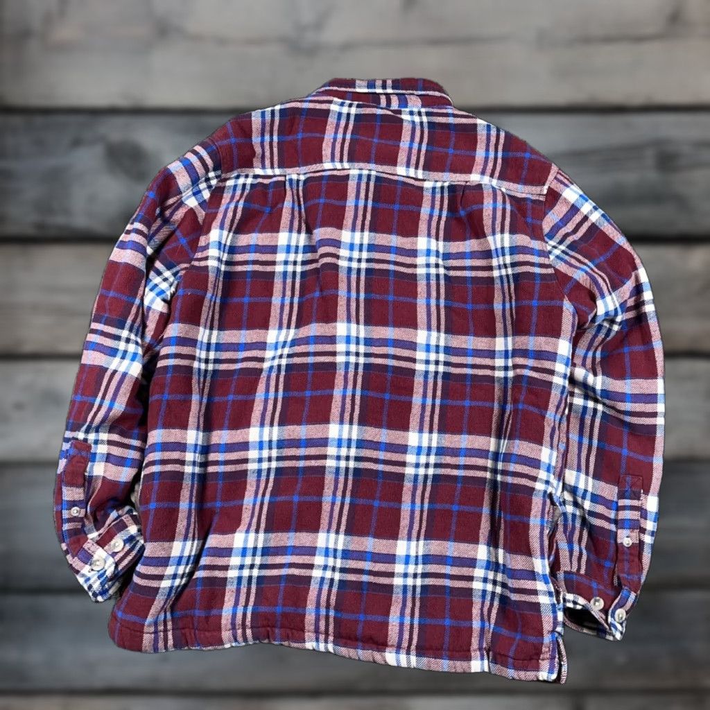 Vintage VINTAGE Sherpa Lined Flannel Shirt Jacket Adult Large Red Blue Plaid Heavyweight Shacket Mens Large Red Plaid 90s Retro Grunge Pockets Size US L / EU 52-54 / 3 - 1 Thumbnail