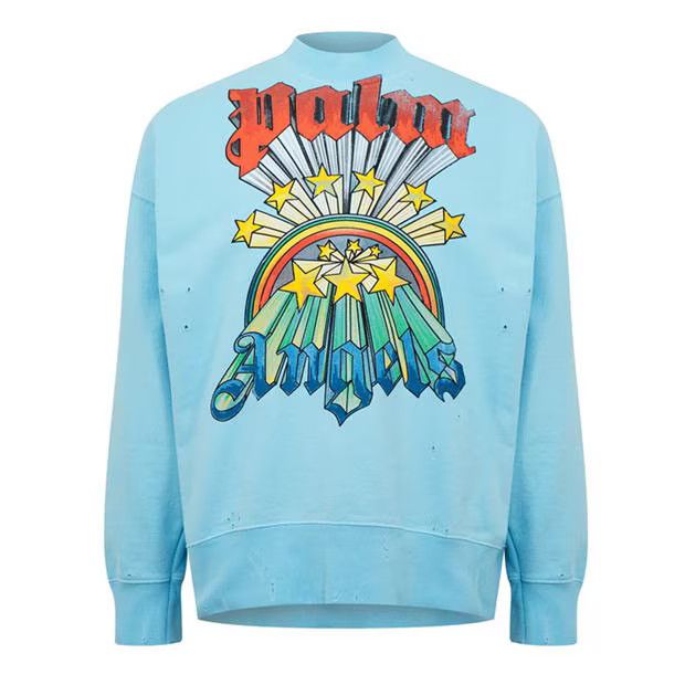 image of Palm Angels O1G2R1Mq0524 Crewneck In Blue & Multi, Men's (Size Large)