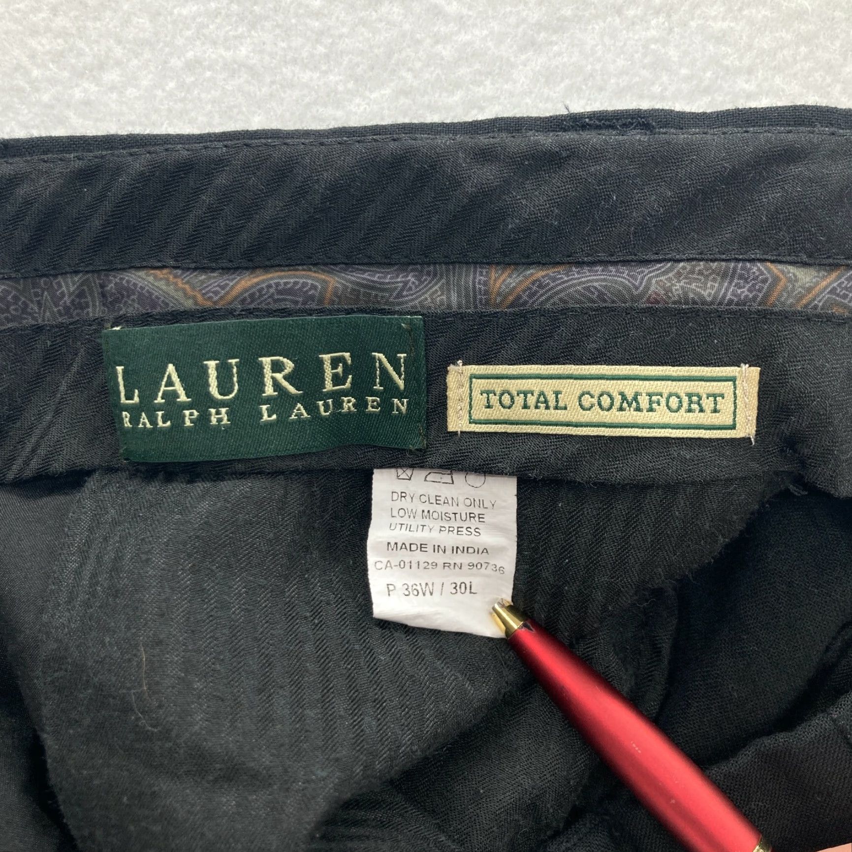 Ralph Lauren Lauren Ralph Lauren Mens Total Comfort Pants 36x30 Black Wool Blend Flat Front 5-Pocket Design Bagged Mens Shoes? Size US 36 / EU 52 - 3 Thumbnail