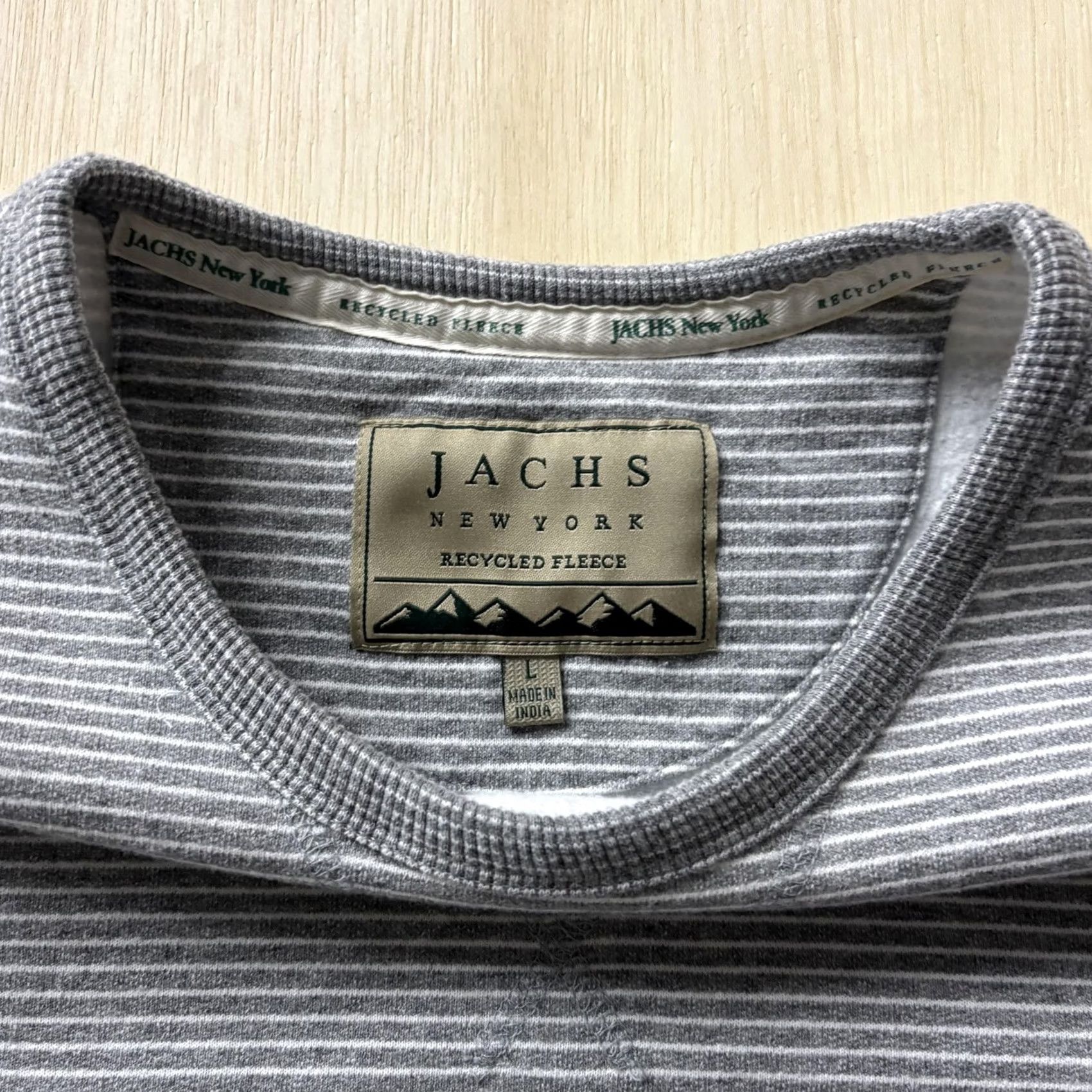 Vintage JACHS New York Mens Large Grey Striped Fleece Crewneck Pullover Size US L / EU 52-54 / 3 - 5 Thumbnail