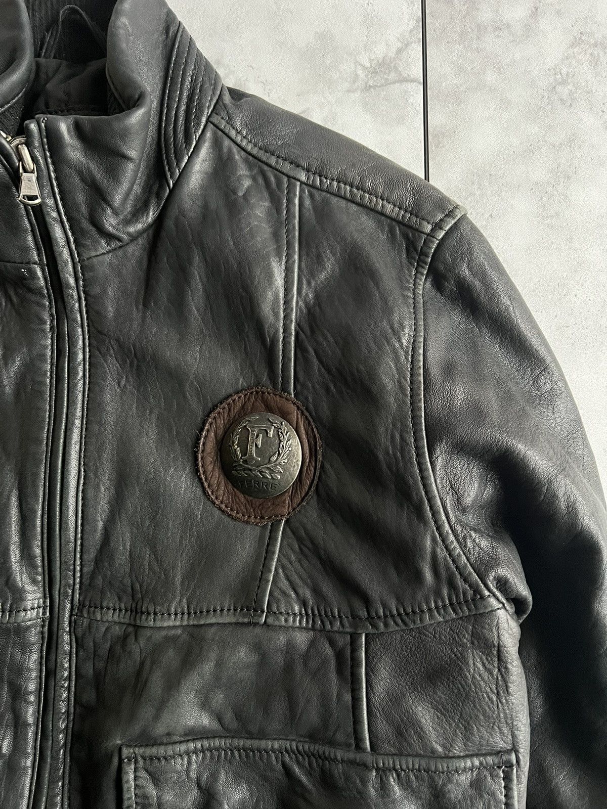 Gianfranco Ferre Gianfranco Ferre Grained Leather Bomber Jacket Size US L / EU 52-54 / 3 - 2 Thumbnail