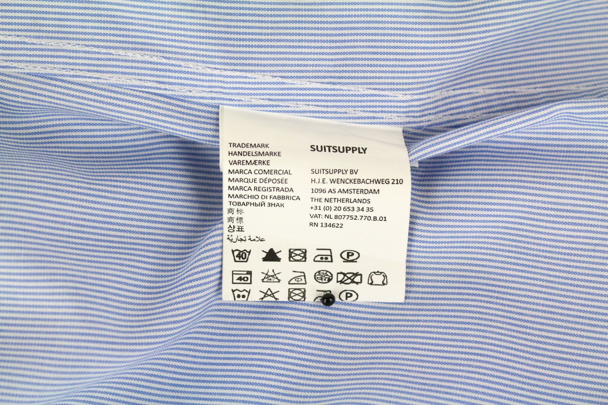 Suitsupply 46-7/18L Extra Slim Blue Cotton Stripe Pattern 72685 Size 46L - 6 Thumbnail