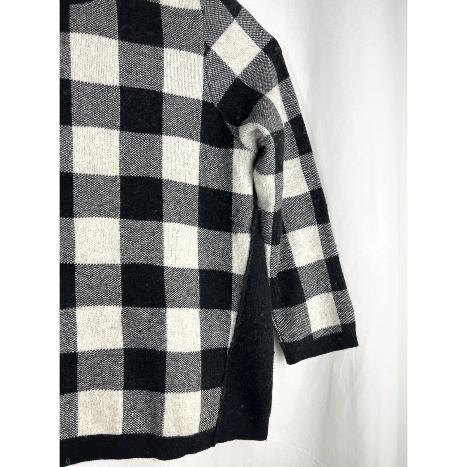 J. Jill J Jill Womens Medium Black White Plaid Pullover Sweater Casual Cotton Wool Nylon Knit M Black Women's Sweater 90s? Size M / US 6-8 / IT 42-44 - 3 Thumbnail