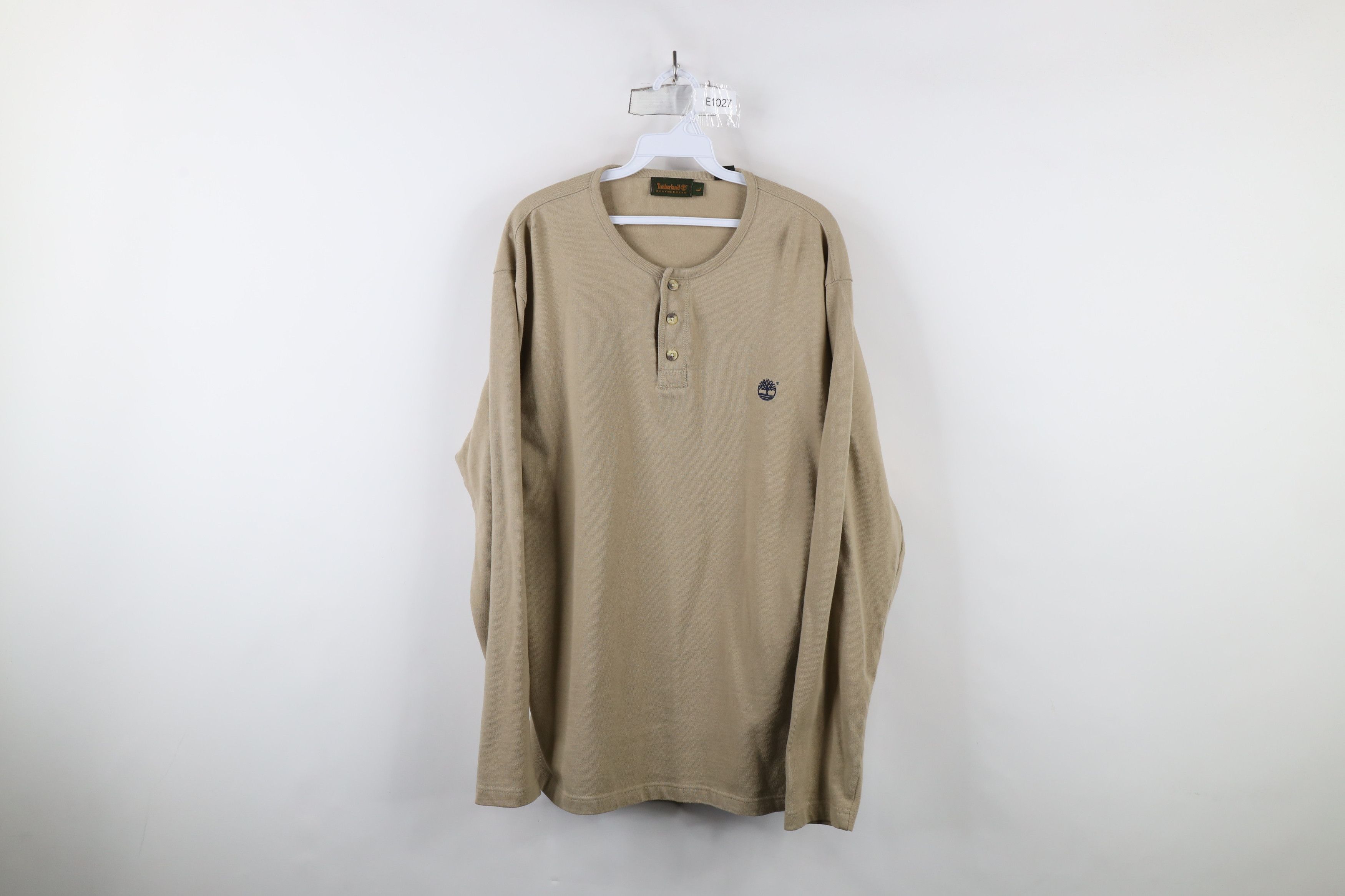 Timberland × Vintage Vintage 90s Timberland Knit Long Sleeve Henley T-Shirt Size US L / EU 52-54 / 3 - 1 Thumbnail