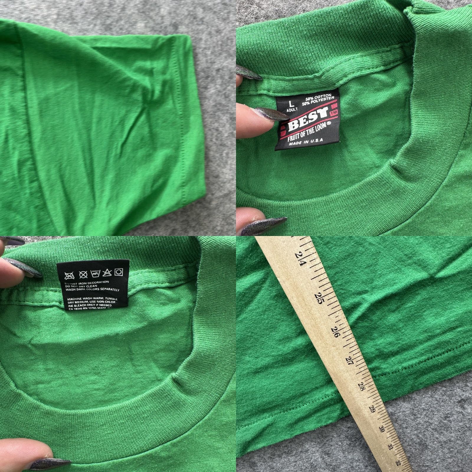 Fruit Of The Loom VINTAGE Brentwood Middle Shirt Mens Large Green Fruit Of The Loom 50/50 90s Size US L / EU 52-54 / 3 - 8 Thumbnail