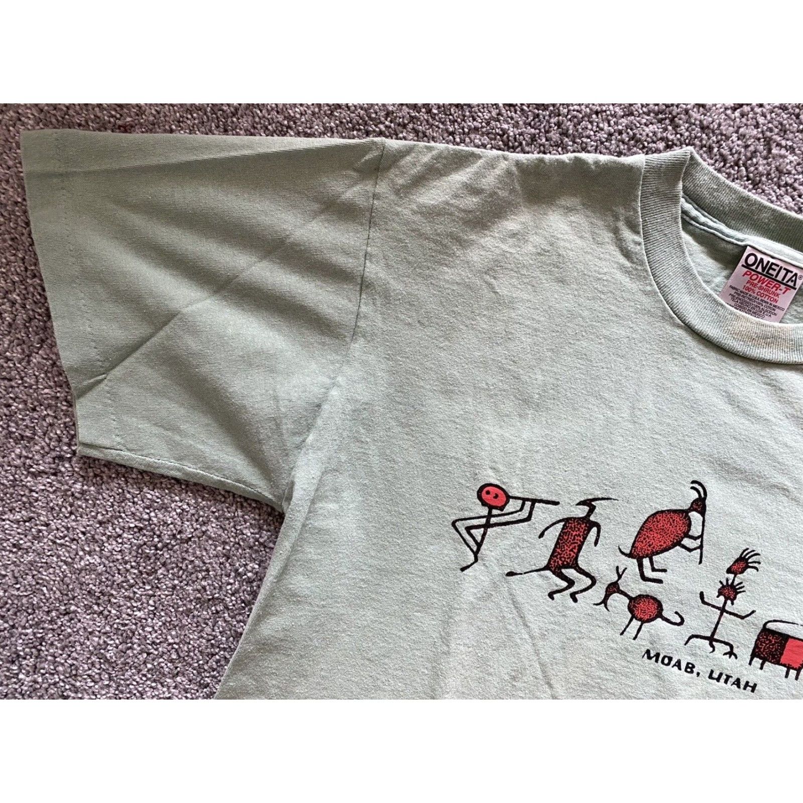 Vintage VINTAGE Oneita T-Shirt Single Stitch Power Men’s Medium Green Hieroglyphics USA 90s Aztec Art Nature Short Sleeve Mens Size US M / EU 48-50 / 2 - 7 Thumbnail