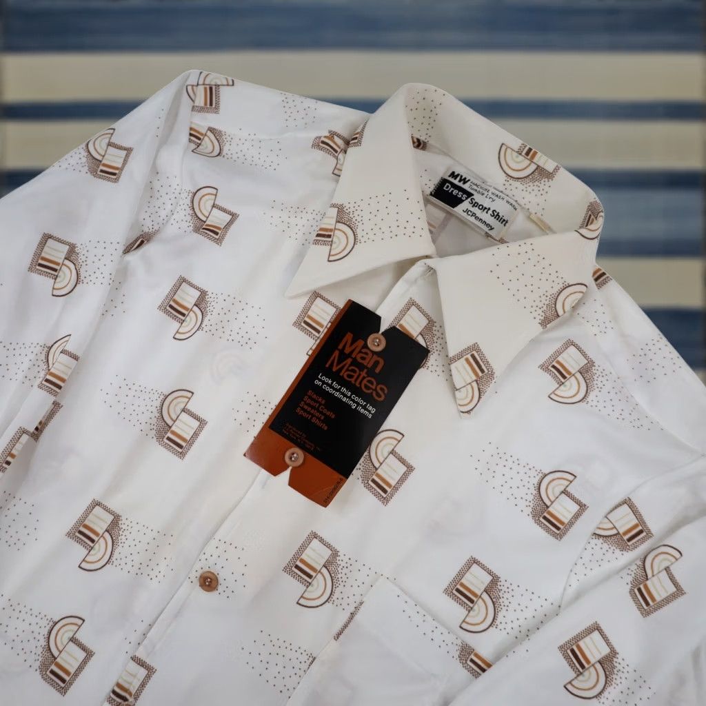 JCPenney NWT JC Penny Man Mates Sport Shirt White Medium Long Sleeve Vintage Size US M / EU 48-50 / 2 - 1 Thumbnail