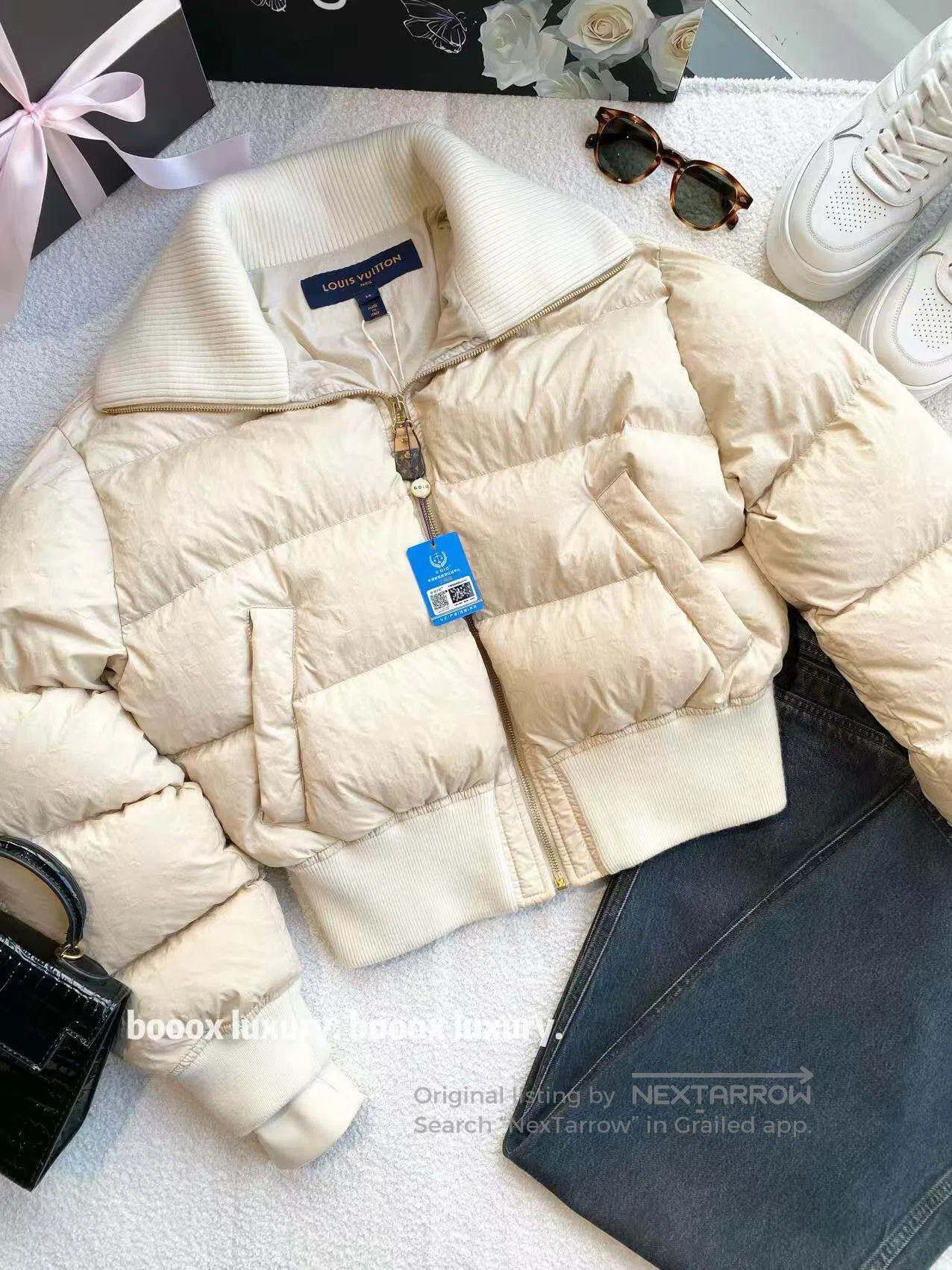 Louis Vuitton Louis Vuitton 24SS beige presby-flower full print down jac Size 4XL / US 24-26 - 1 Thumbnail