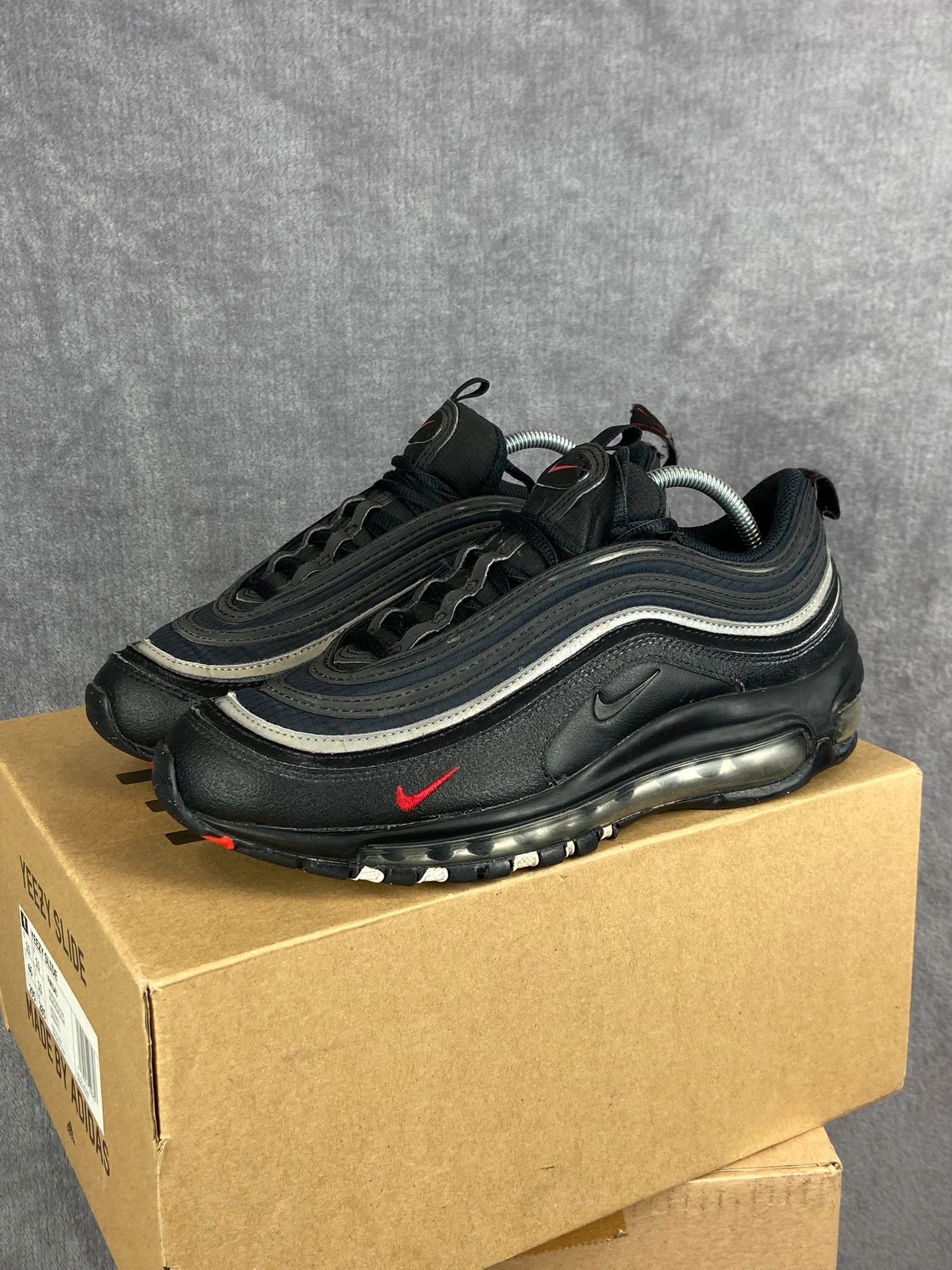 Nike Nike Air Max 97 black sneakers with red swoosh c Size US 6 / EU 39 - 1 Thumbnail