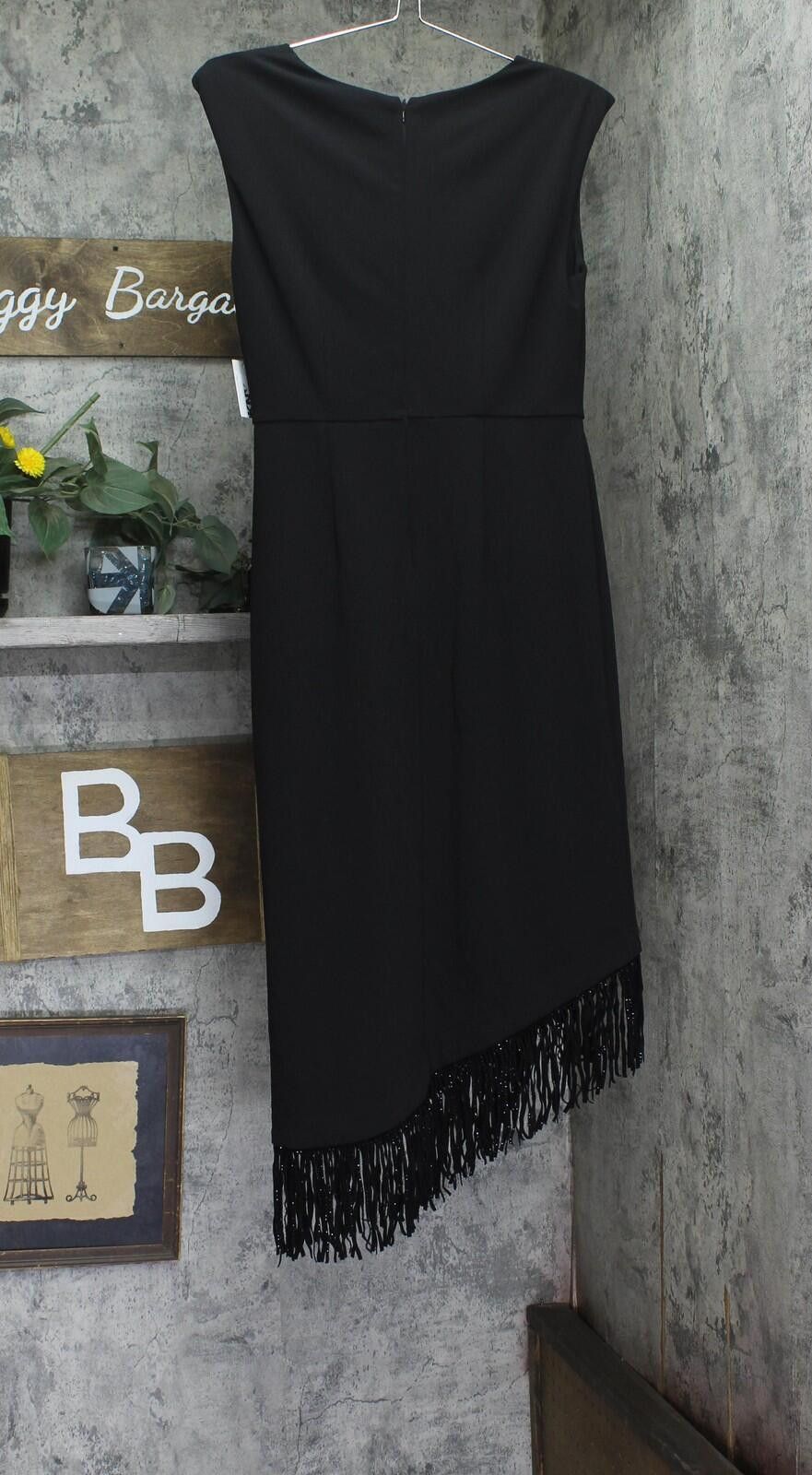 DKNY Nwt Dkny Womens Fringe-hem Cocktail Dress Ed4jce52 Black 8 Size M / US 6-8 / IT 42-44 - 2 Thumbnail