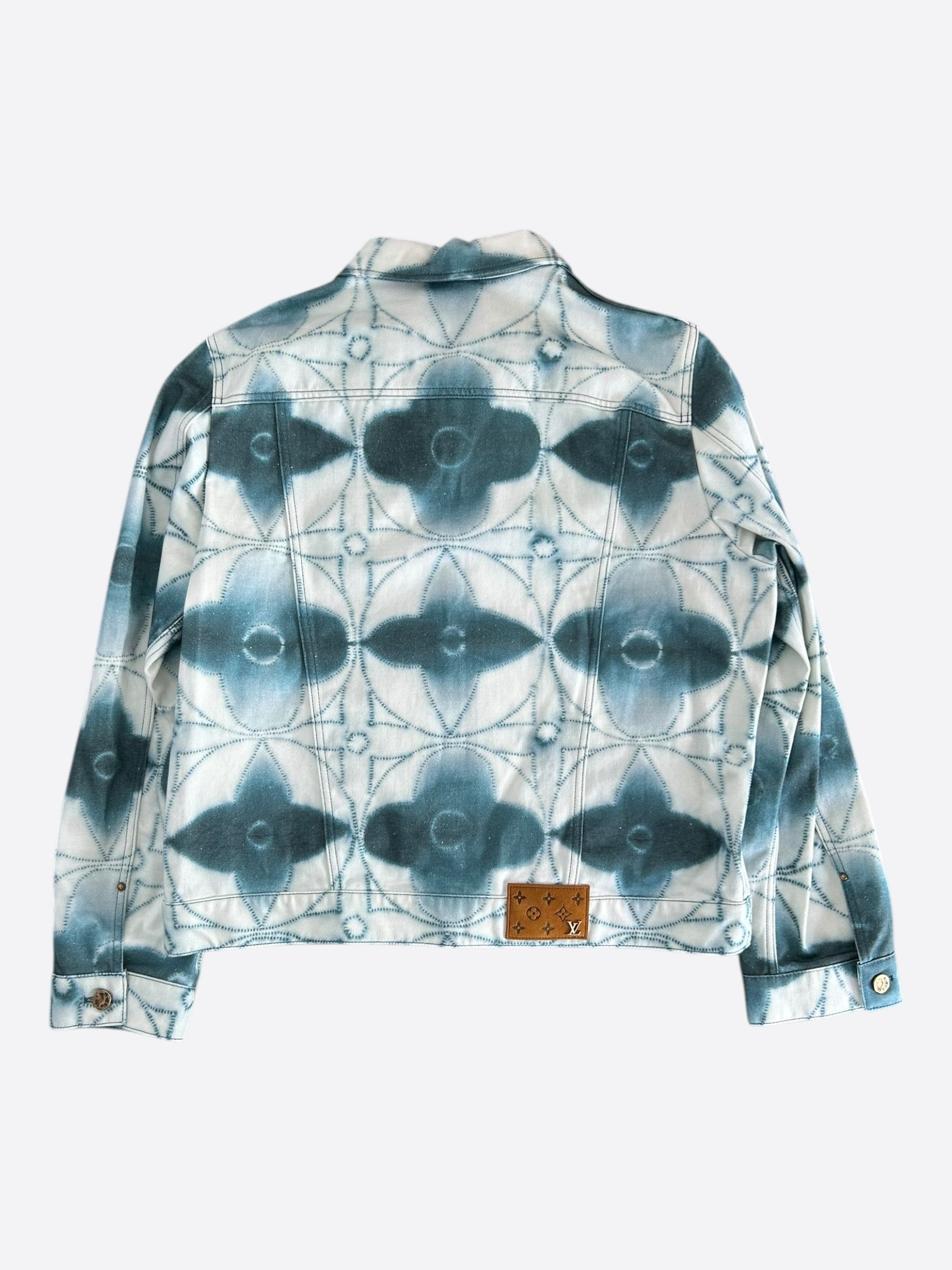 Louis Vuitton Louis Vuitton White & Blue Shibori Monogram Denim Jacket Size US XXL / EU 58 / 5 - 2 Thumbnail