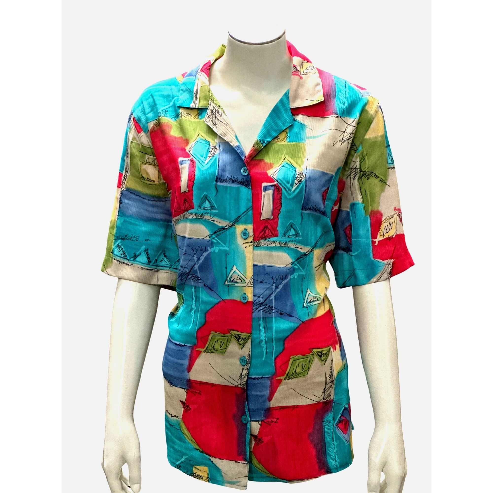 Other Alfred Dunner 12 Abstract Print Shirt Boldwear Retro Colorbl Size XL / US 12-14 / IT 48-50 - 2 Thumbnail