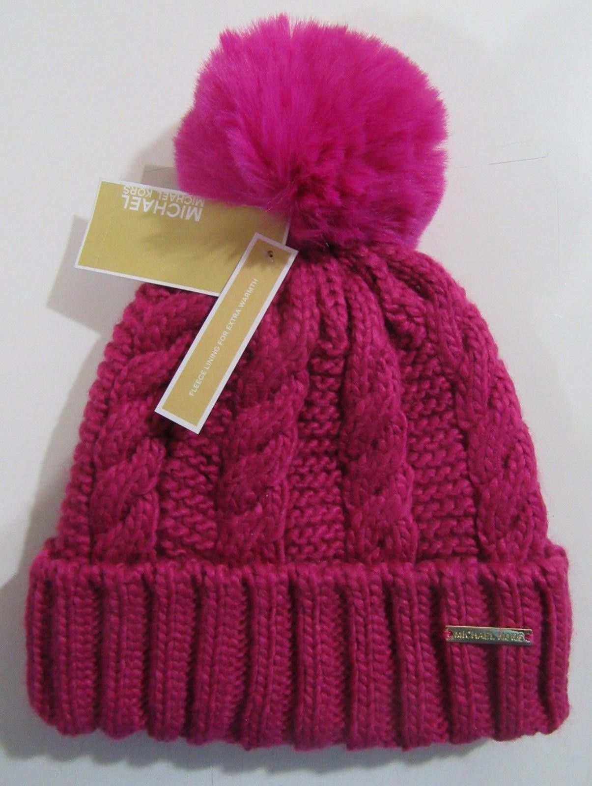 Michael Kors Michael Kors Cable Knit Hat Fuchsia One Size NWT NEW Size ONE SIZE - 1 Thumbnail