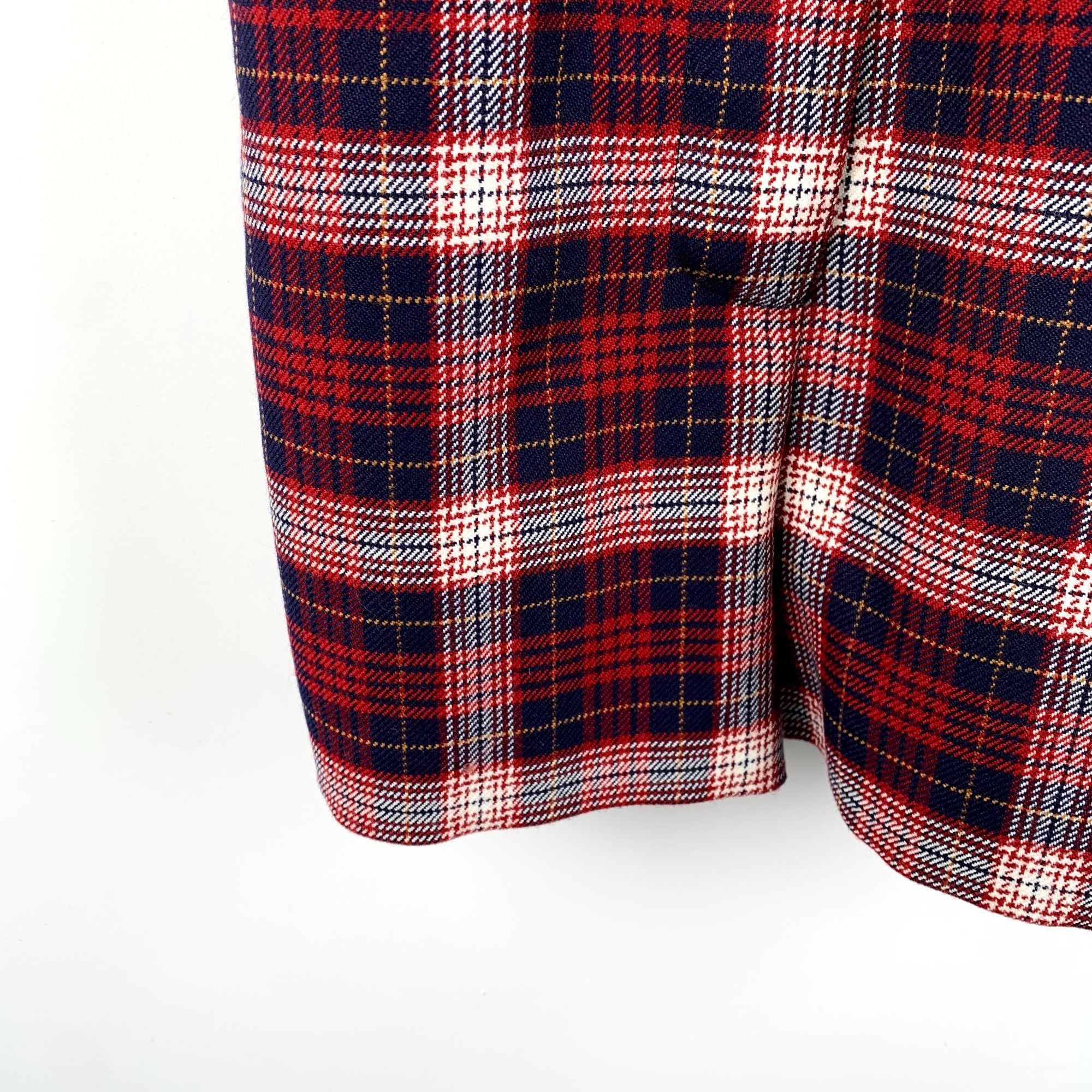 Dior Christian Dior Red Checkered Wool Short-Sleeve Jumpsuit W/ B Size XS / US 0-2 / IT 36-38 - 4 Thumbnail