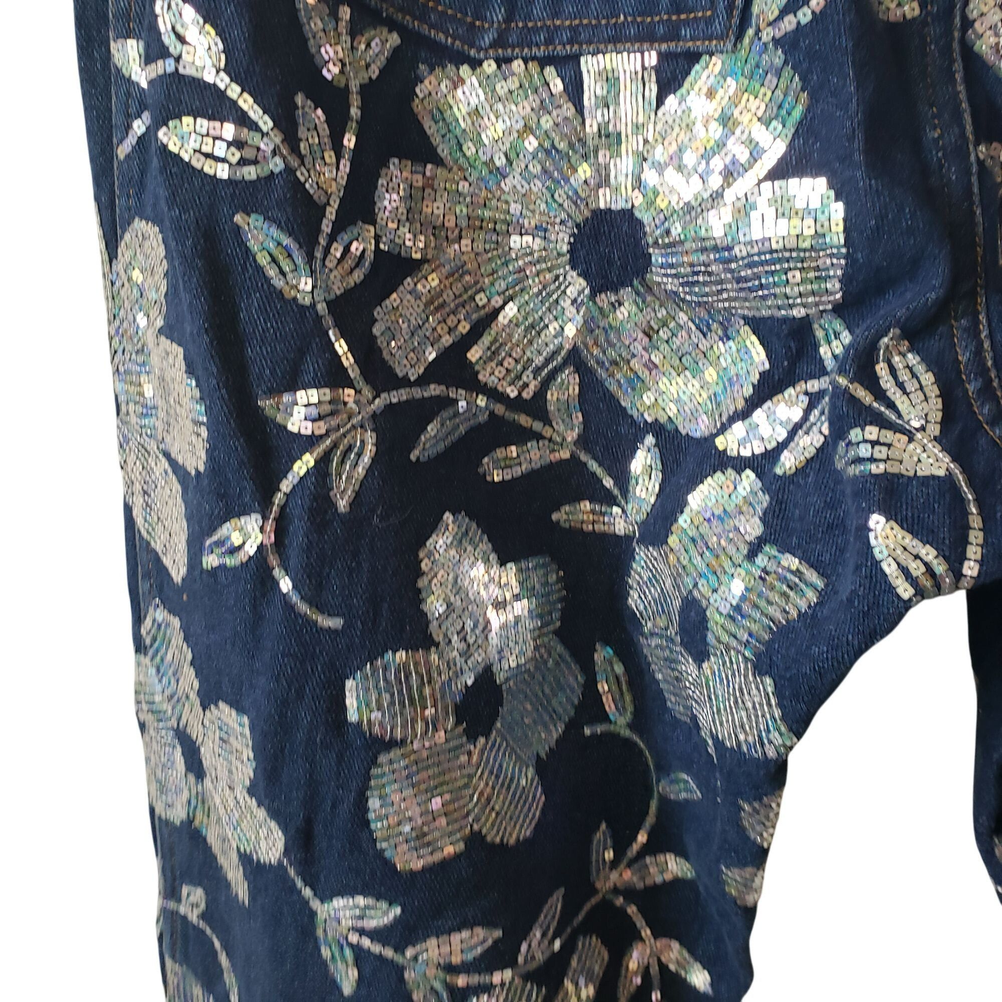 ASHISH Ashish Floral Sequin Embellished High Rise Straight Leg Blue Size 27" / US 4 / IT 40 - 17 Thumbnail