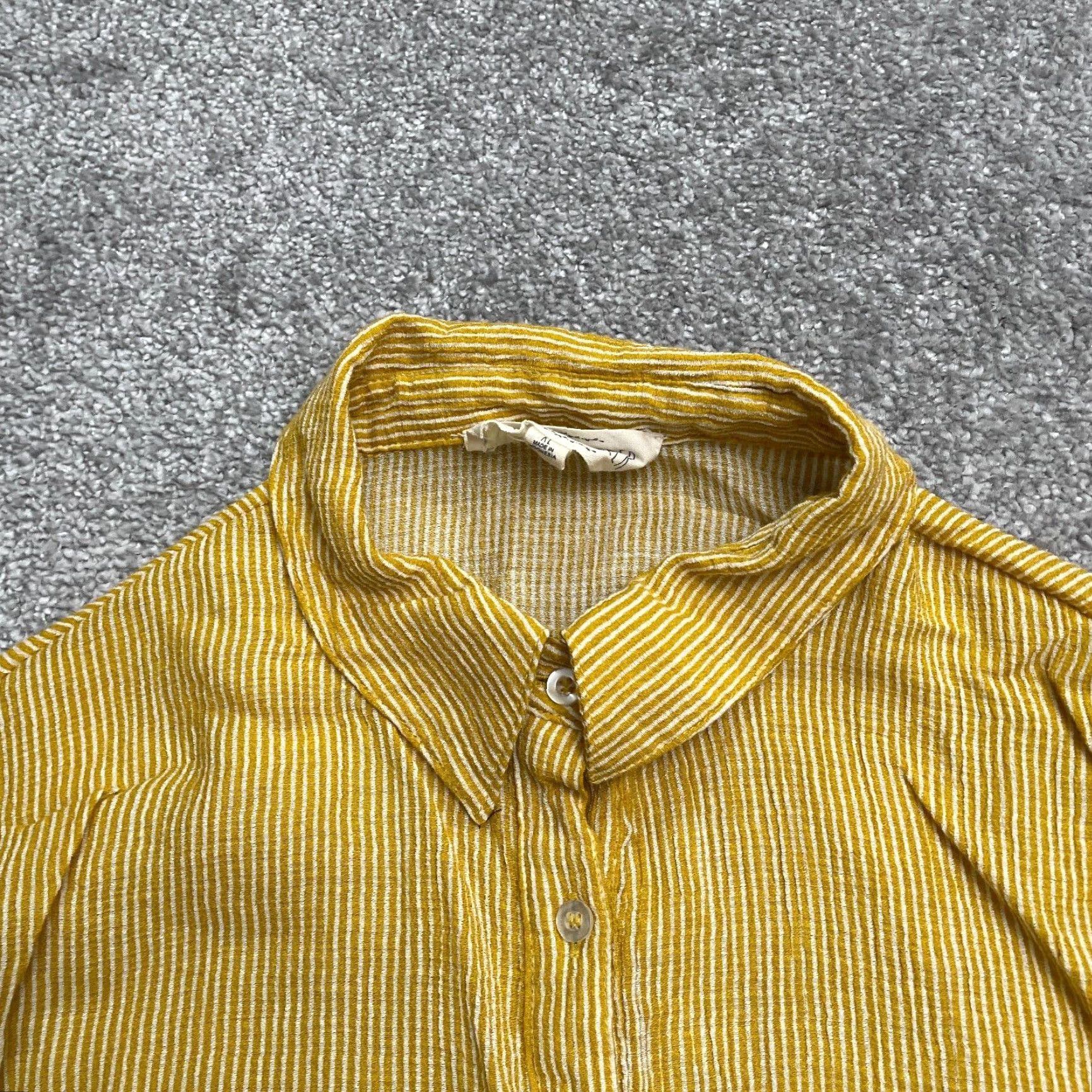 Vintage Sweet Wanderer Shirt Womens XL Yellow White Striped Button-Up Casual Size XL / US 12-14 / IT 48-50 - 3 Thumbnail