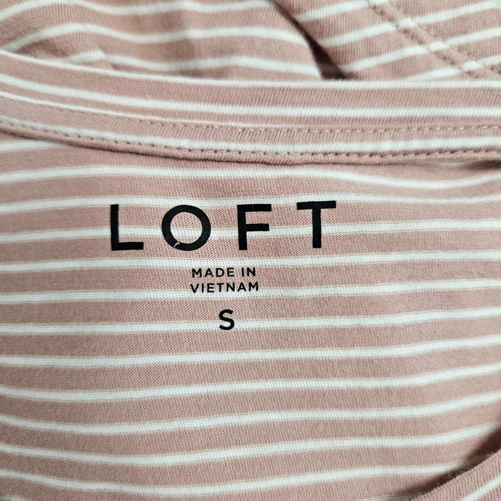 Loft Ann Taylor LOFT Womens Top Sz Small Pink White Stripe Cotton Blend Size S / US 4 / IT 40 - 6 Thumbnail