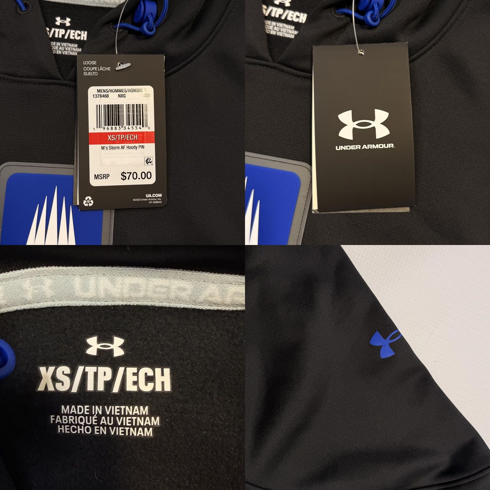 Under Armour Under Armour Storm Mens XS Black Fleece Hoodie Graphic Print Pullover Size US XS / EU 42 / 0 - 8 Thumbnail