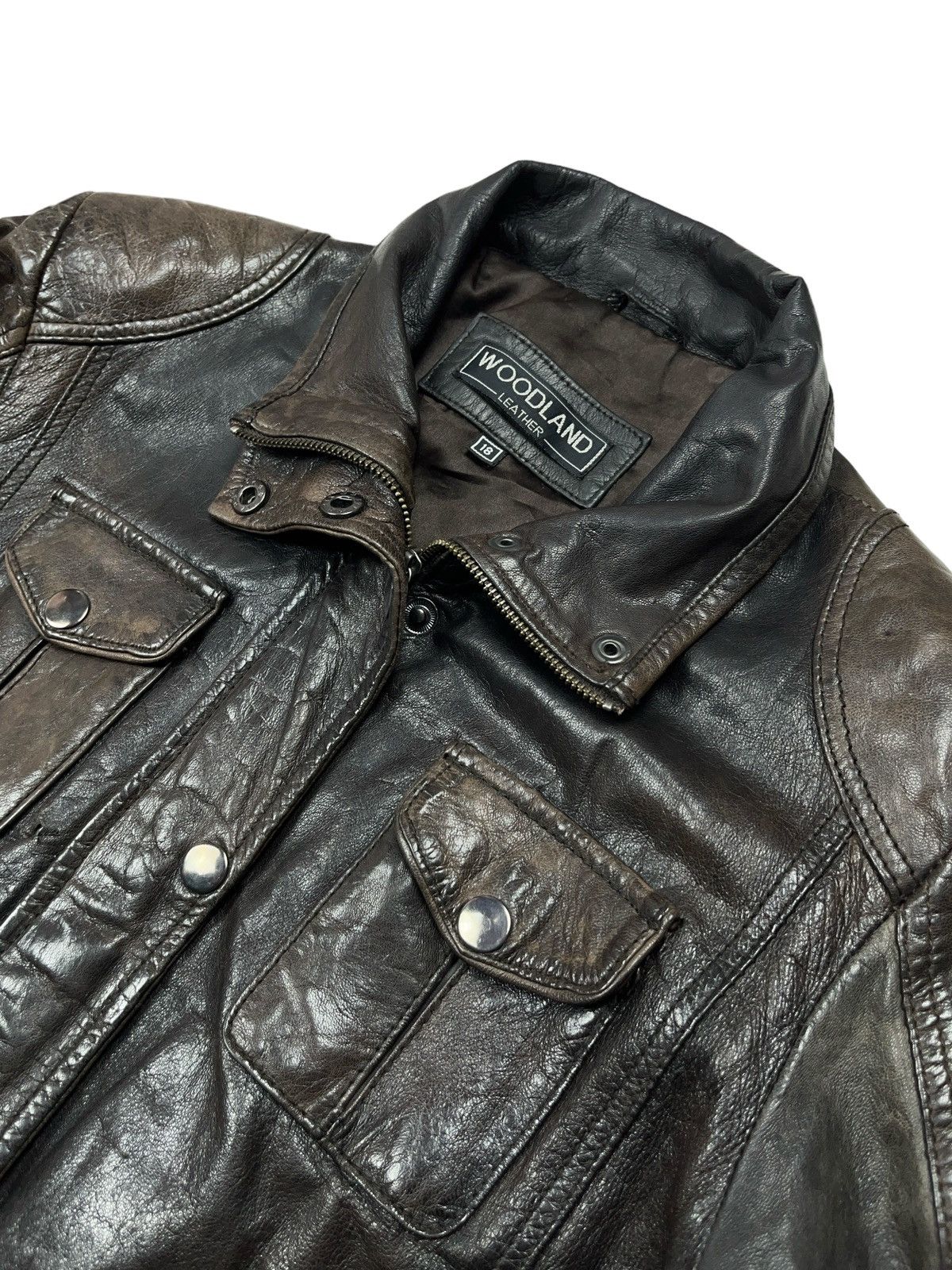 Other Archival Brown Faded Leather Jacket Avant Garde Japanese Size M / US 6-8 / IT 42-44 - 4 Thumbnail