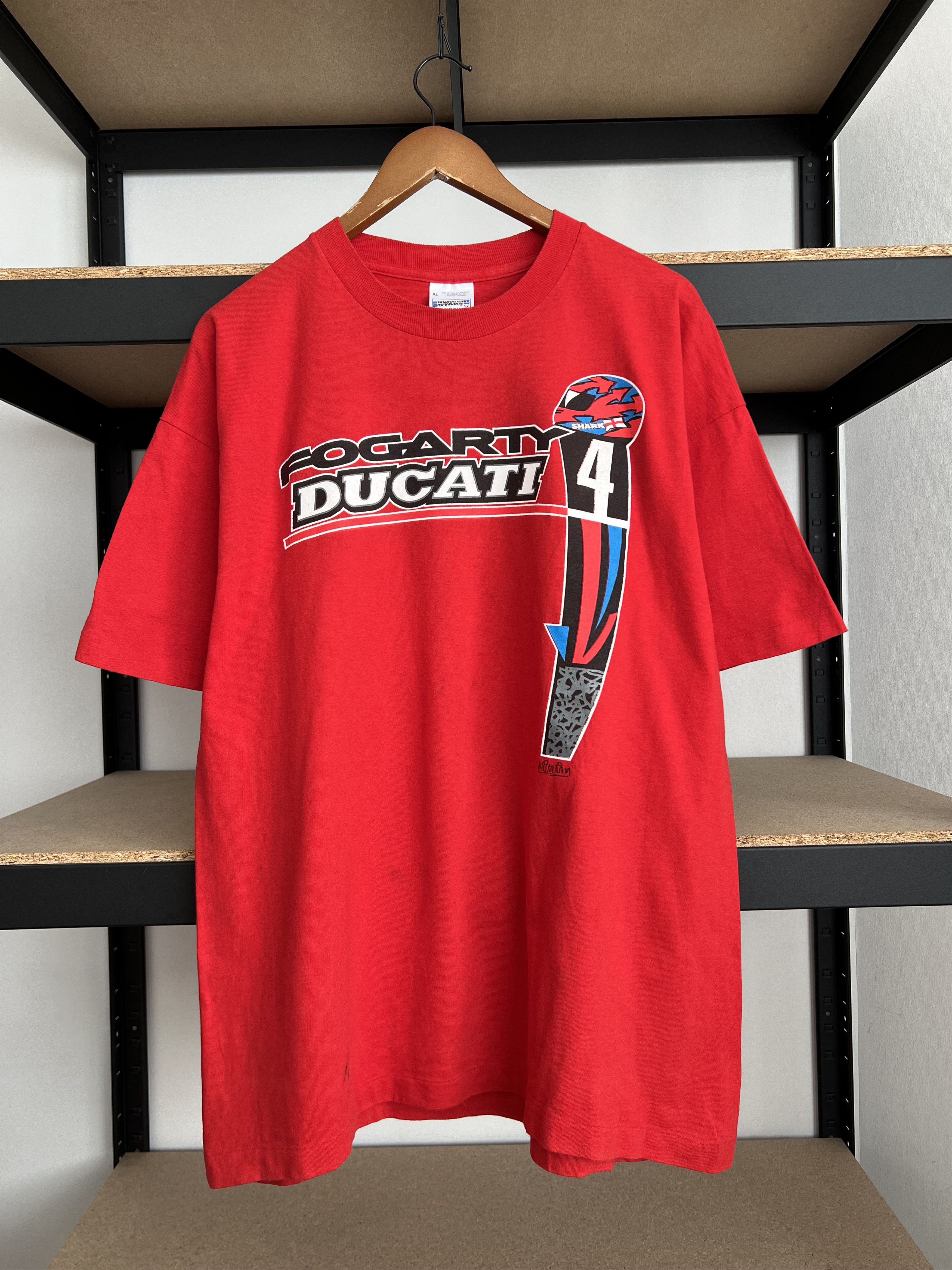 Ducati Vintage 90s Ducati Carl Fogarty Foggy Moto Racing T-shirt Size US XL / EU 56 / 4 - 2 Thumbnail