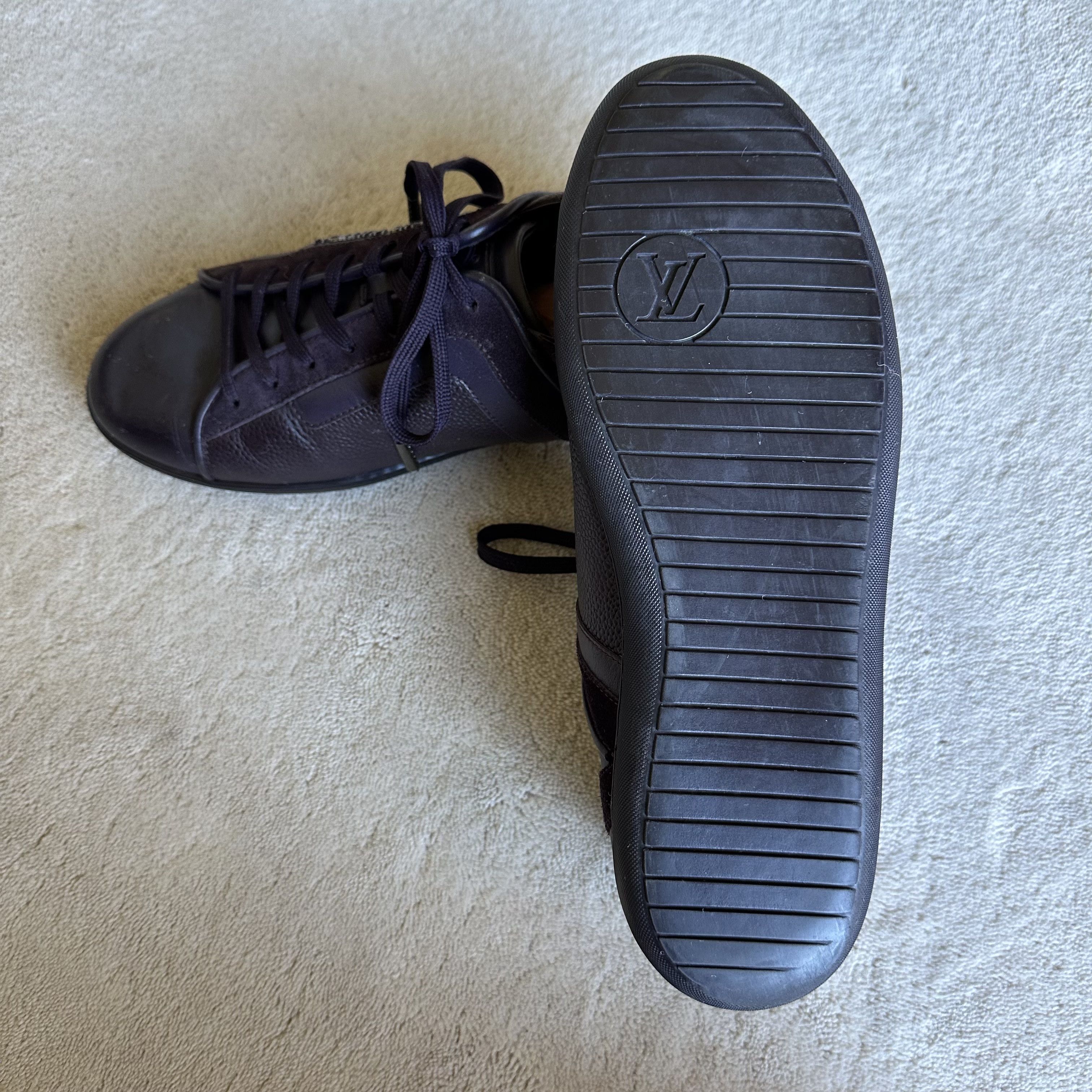 Louis Vuitton LOUIS VUITTON Dk Brown LEATHER Low-Top SNEAKERS Size 7.5 LV Size US 8.5 / EU 41-42 - 4 Thumbnail