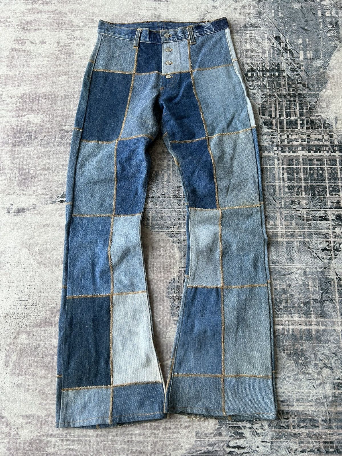 If Six Was Nine Y2k Patchwork Flared Denim Size US 28 / EU 44 - 2 Thumbnail